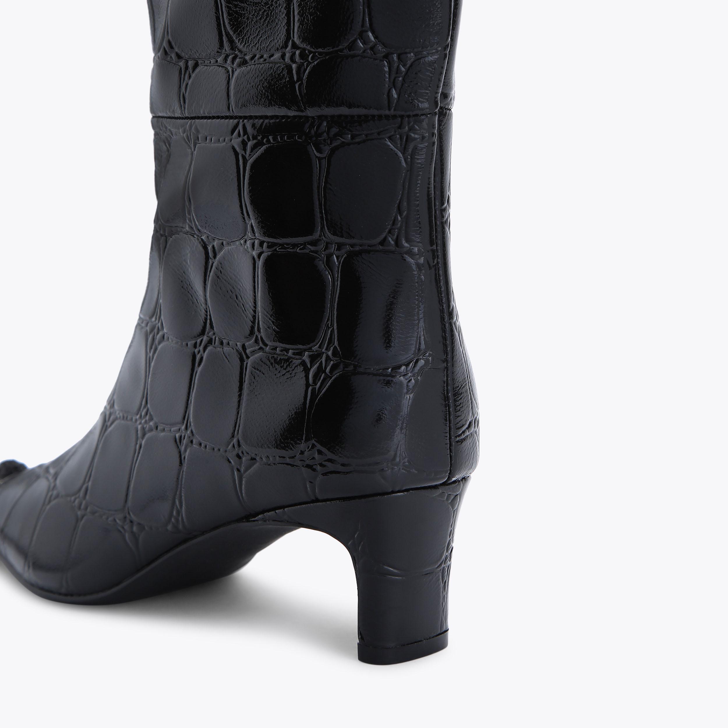 REGENT KNEE BOOT Black Croc Knee High Boot by KURT GEIGER LONDON