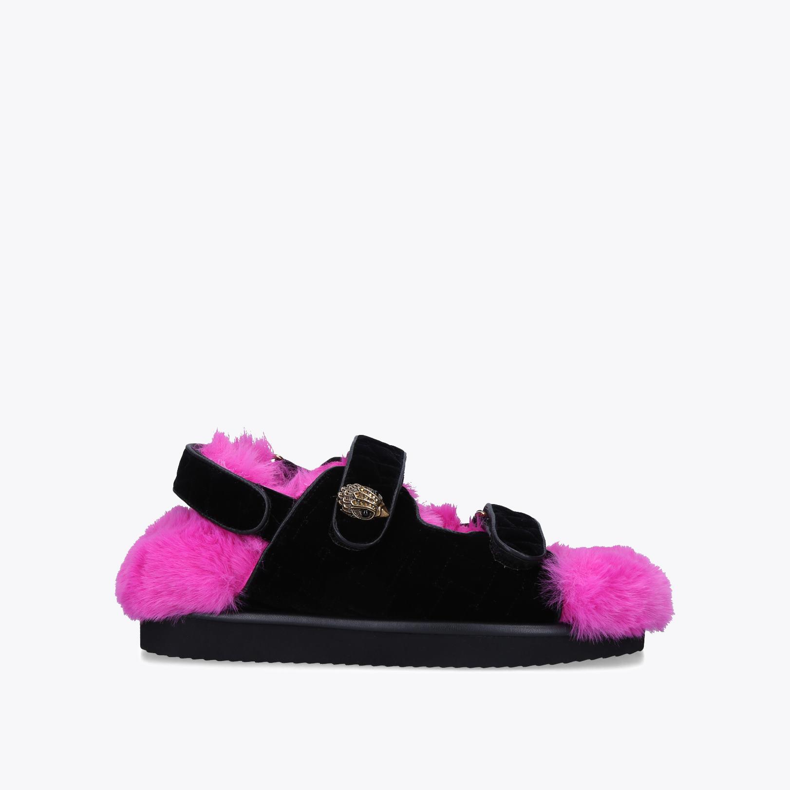 ORSON Black Soft Quilted Velcro Sandals by KURT GEIGER LONDON