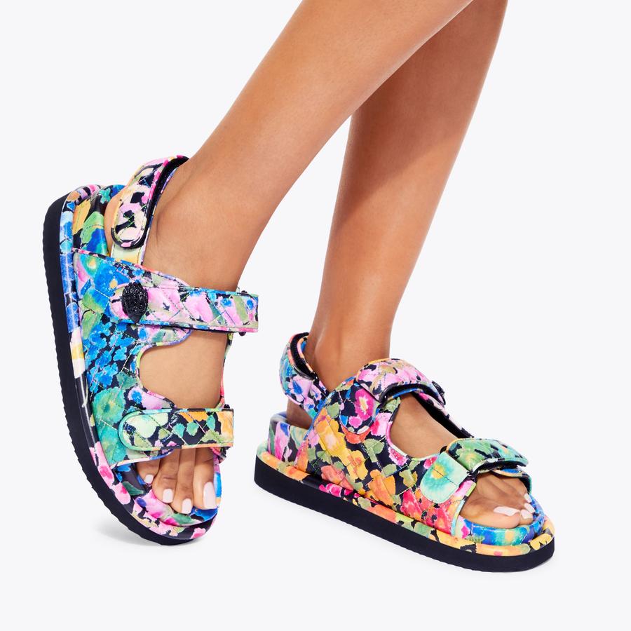 ORSON Floral Leather Quilted Velcro Chunky Sandal by KURT GEIGER