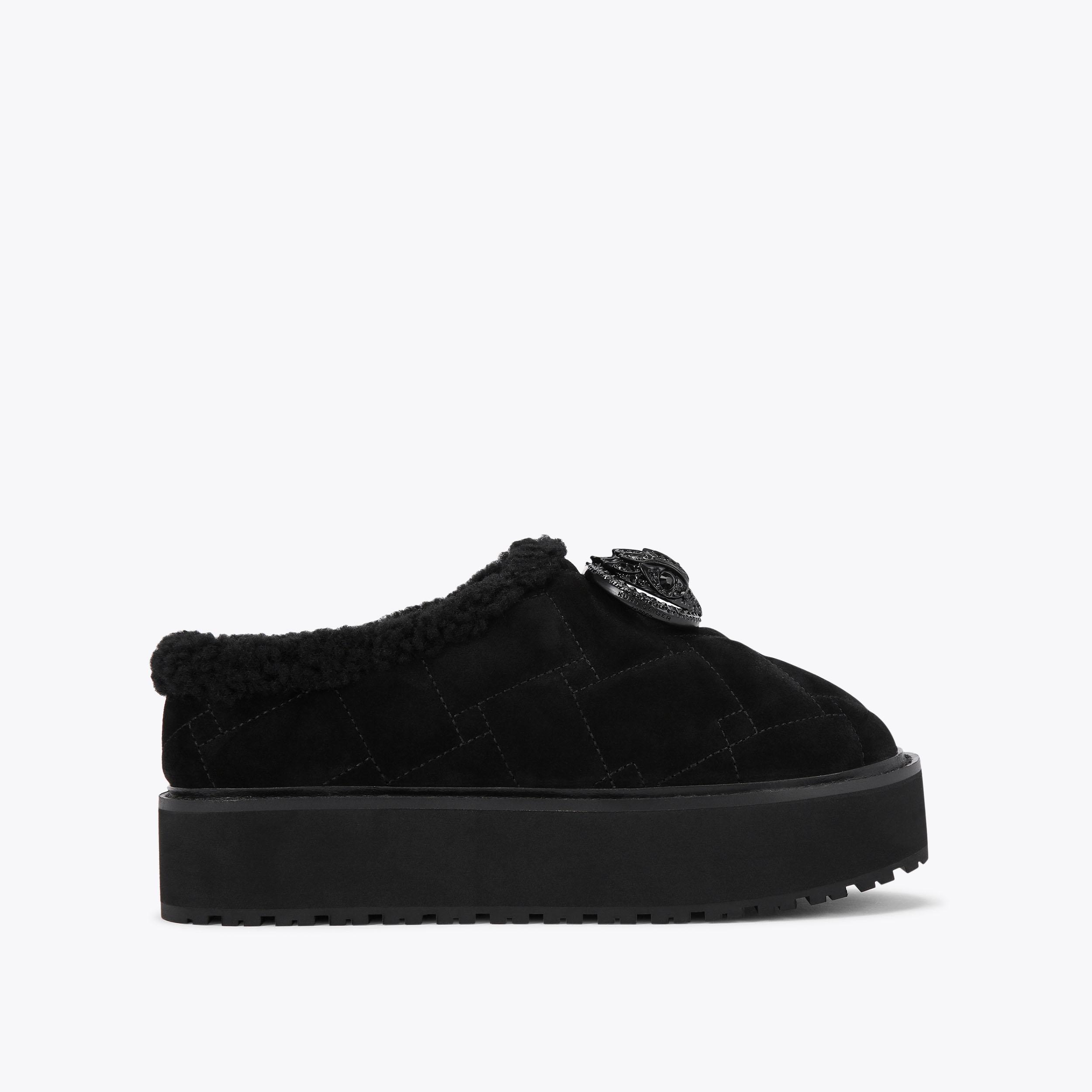 CHELSEA FLATFORM SLIP ON Black Suede Slip On Shoe by KURT GEIGER