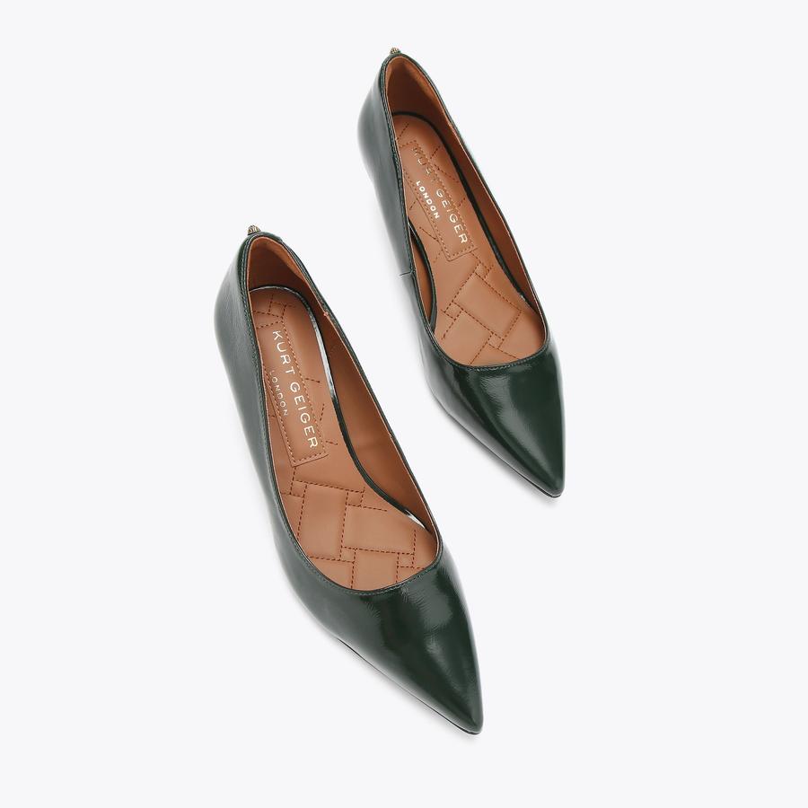 KENSINGTON FLEXI 65 Dark Green Patent Court Heel by KURT GEIGER LONDON