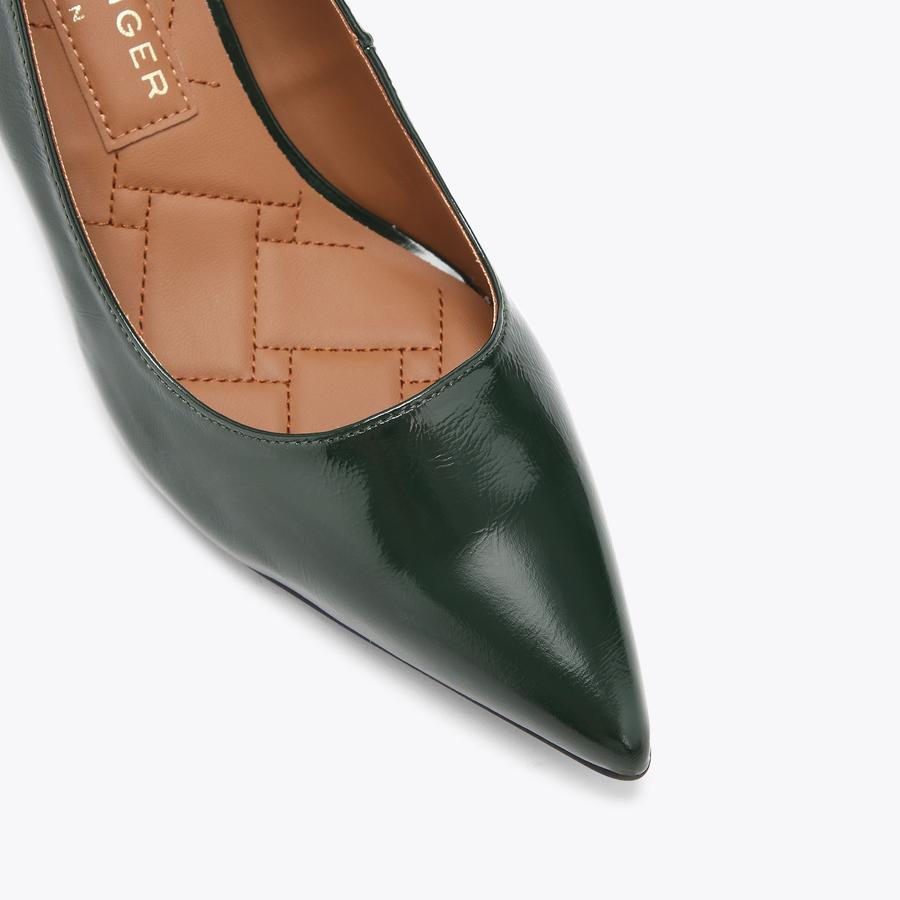 KENSINGTON FLEXI 65 Dark Green Patent Court Heel by KURT GEIGER LONDON