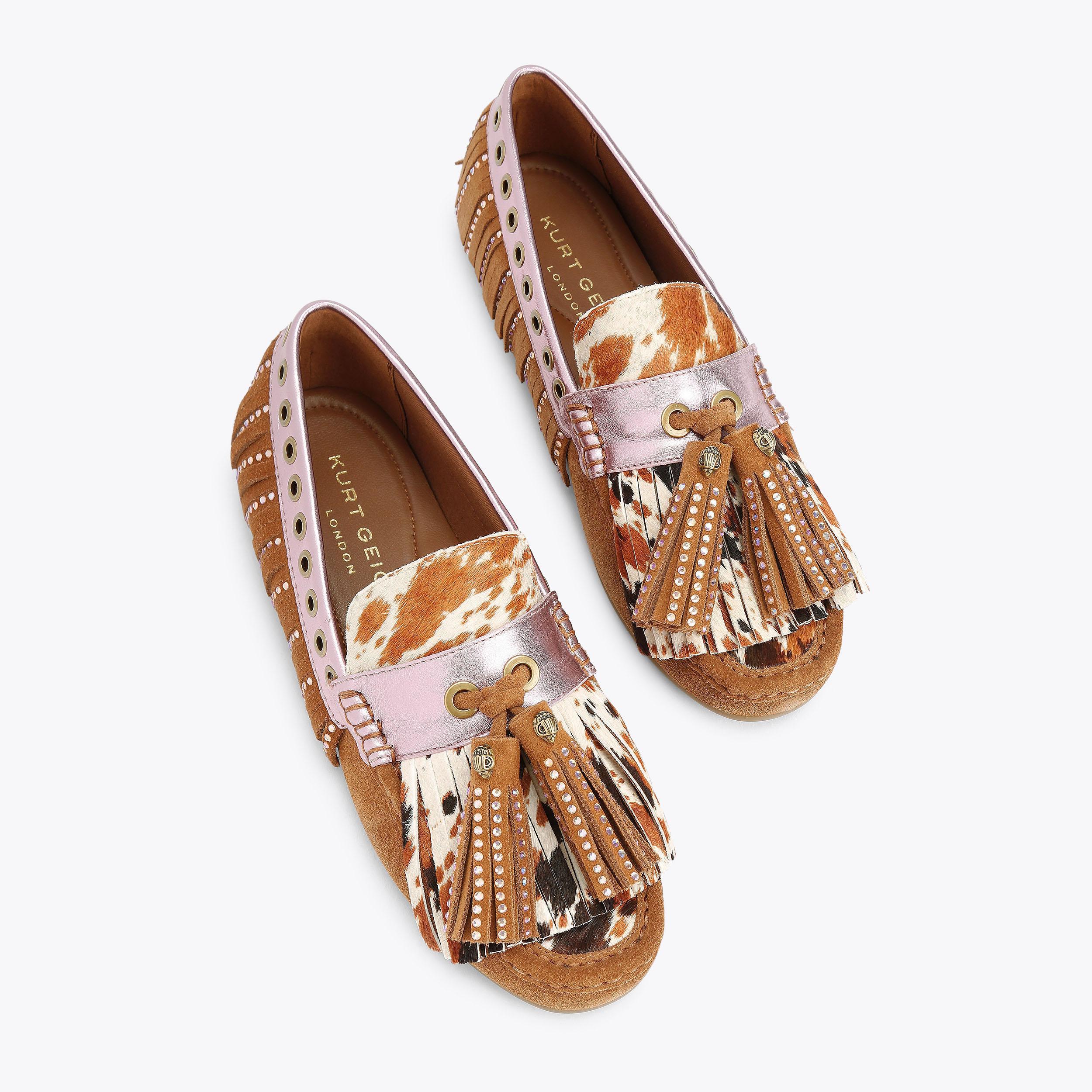 TASSEL FRINGE MOCCASIN Cowprint Fringe Tassel Loafer by KURT  display picture 1