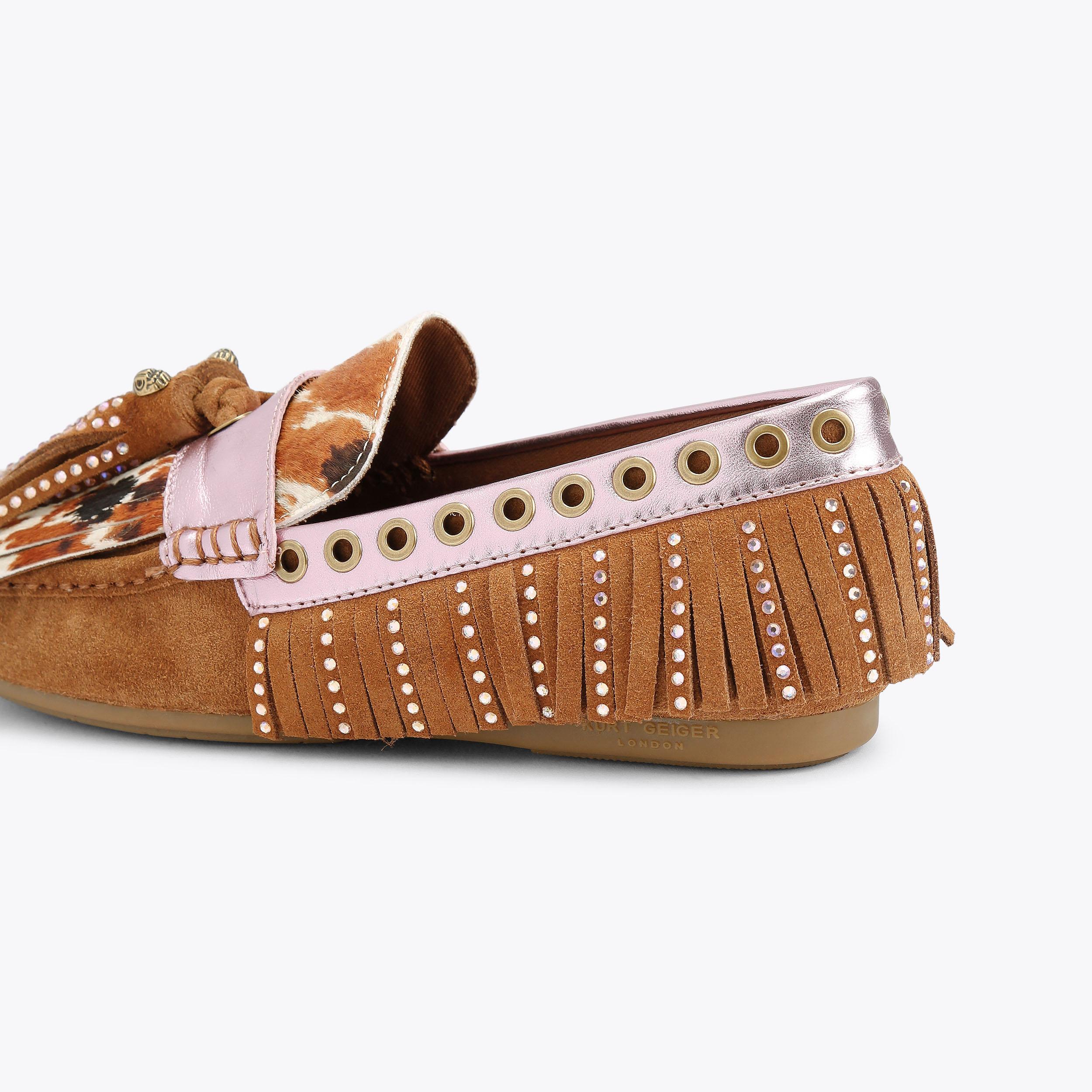 TASSEL FRINGE MOCCASIN Cowprint Fringe Tassel Loafer by KURT  display picture 3