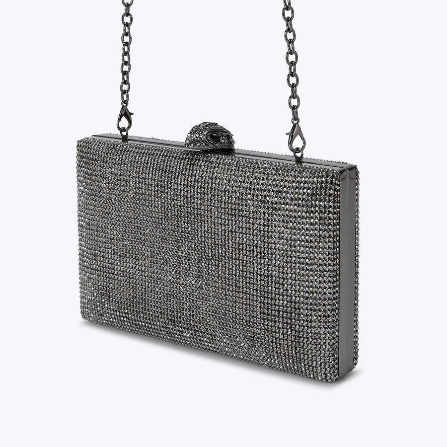 CRYSTAL KENSINGTON CLUTCH Houndstooth Grey Clutch Purse by KURT