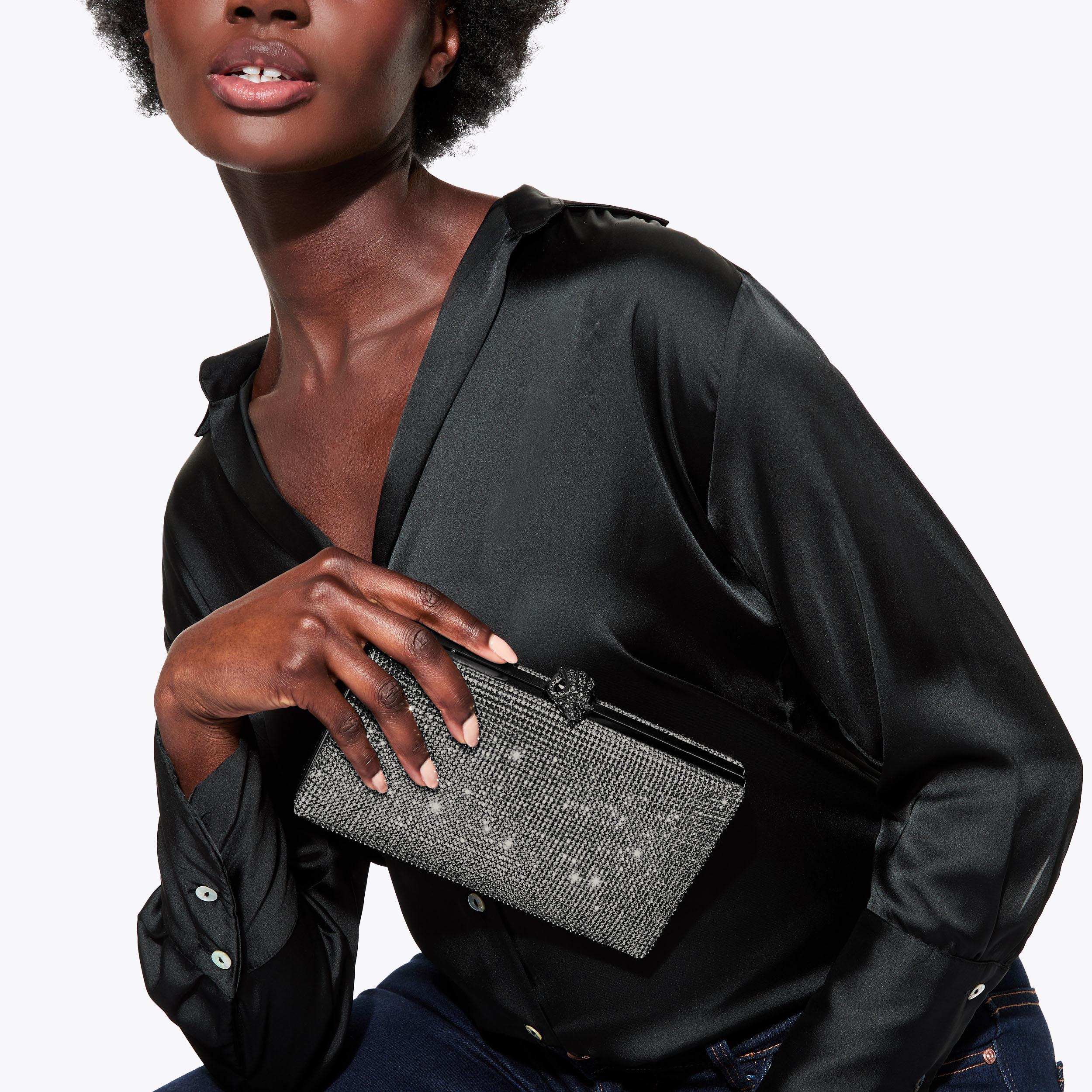 CRYSTAL KENSINGTON CLUTCH Houndstooth Grey Clutch Purse by KURT
