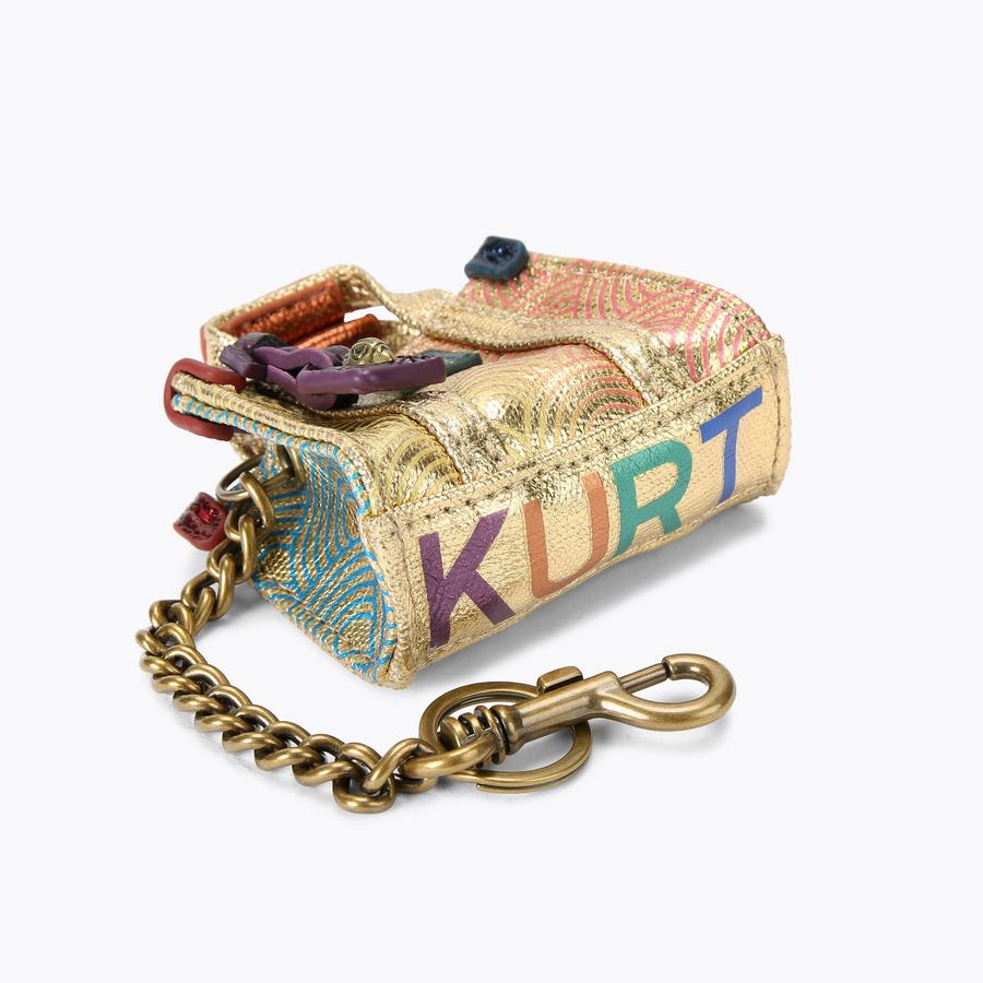 SOUTHBANK KEYRING Gold Canvas Keyring by KURT GEIGER LONDON SOUTHBANK KEYRING Gold Canvas Keyring by KURT GEIGER LONDON
