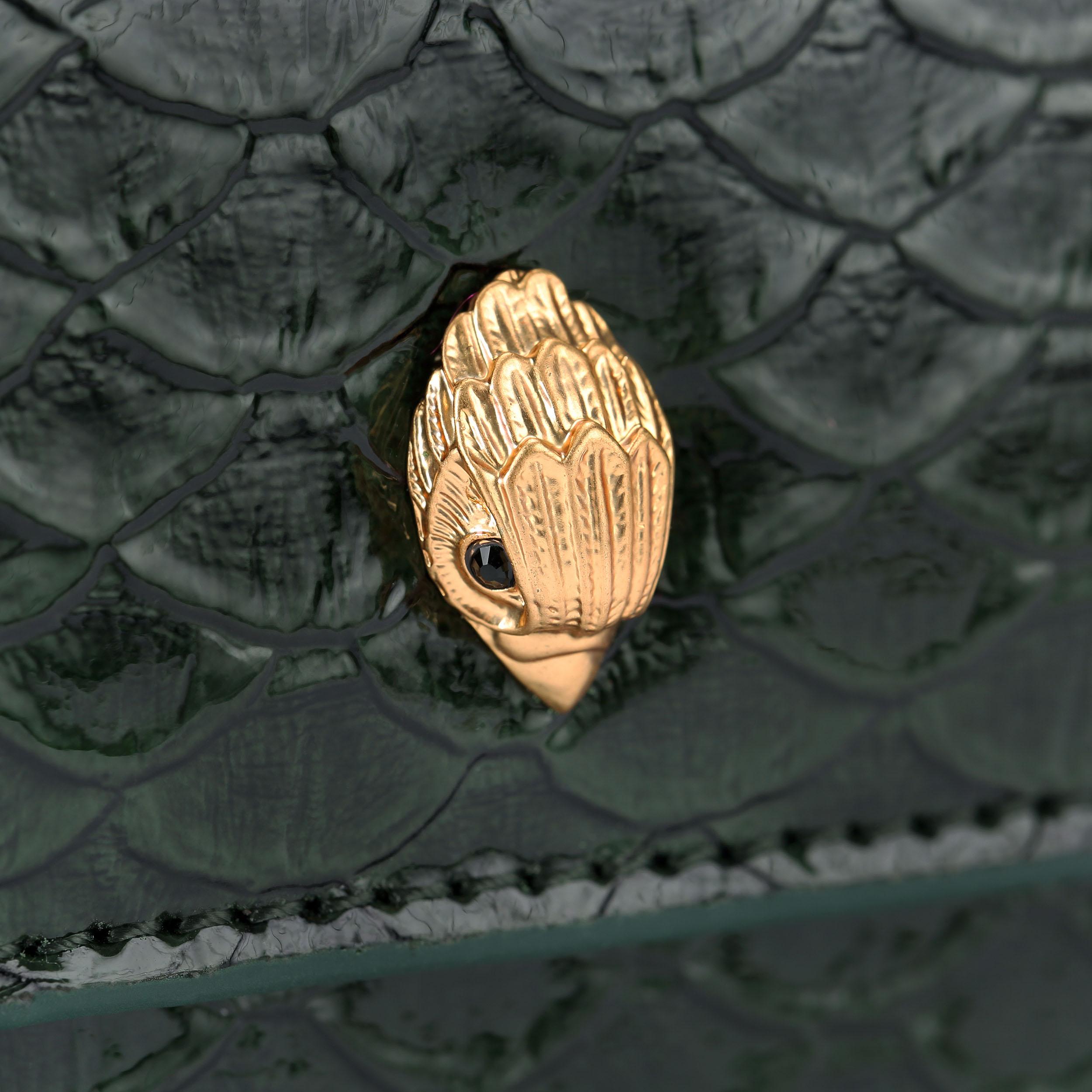 MICRO KENSINGTON Dark Green Leather Micro Purse by KURT GEIGER LONDON