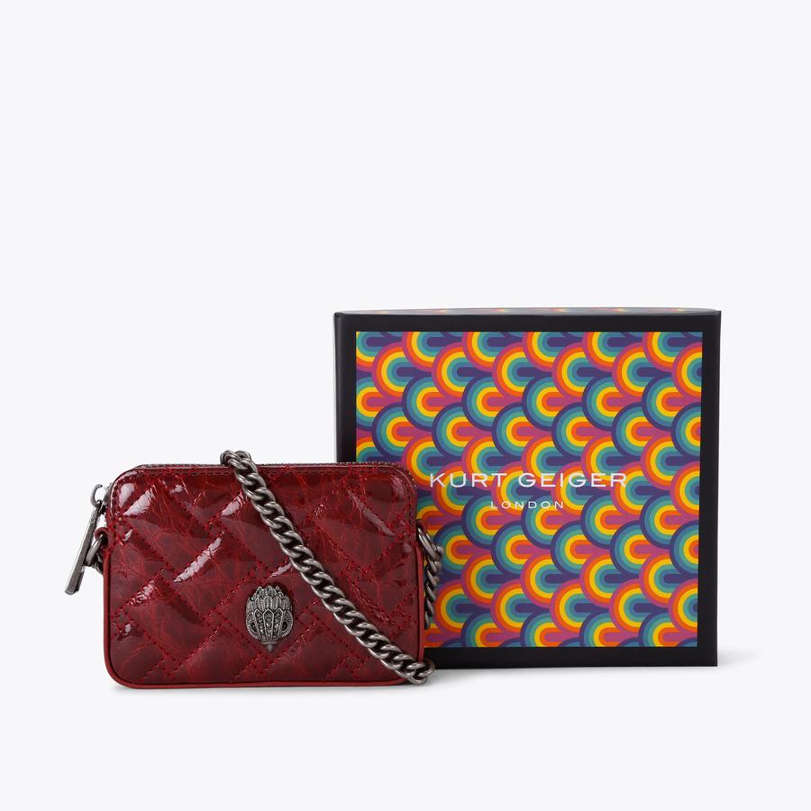 ★QUMAPON ROUGE+QUMAPON PEACOCK MICRO KENSINGTON Dark Red Croc Micro Kensington Bag by KURT