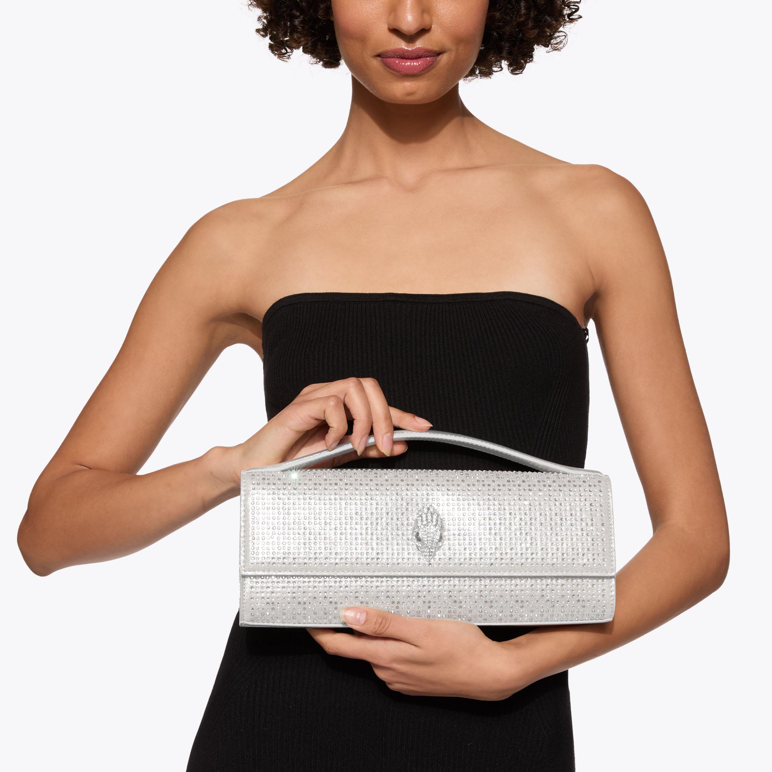 BOND LONG TOP HANDLE BAG Silver Iridescent Top Handle Bag by KURT