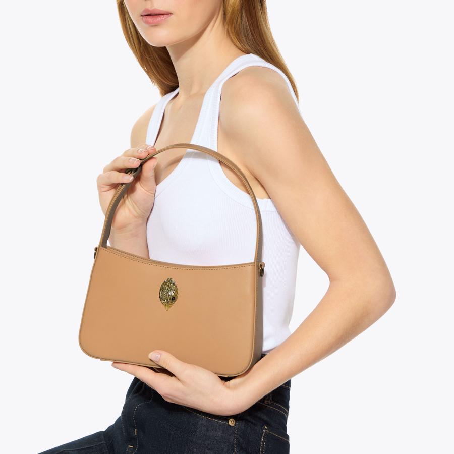 BOND SHOULDER BAG Taupe Leather Shoulder Purse by KURT GEIGER LONDON