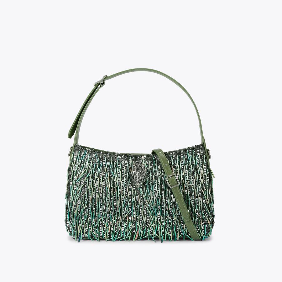 Bond Shoulder Bag Green Sequin | Kurt Geiger