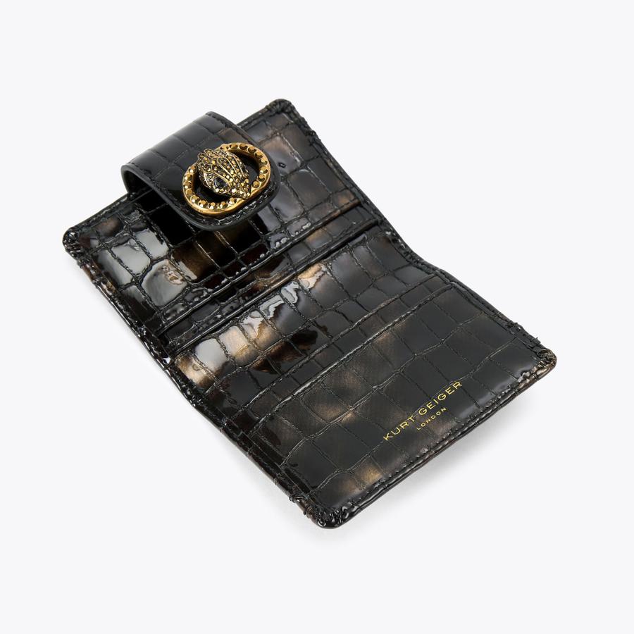 CHELSEA MULTI CARD Black Croc Wallet by KURT GEIGER LONDON