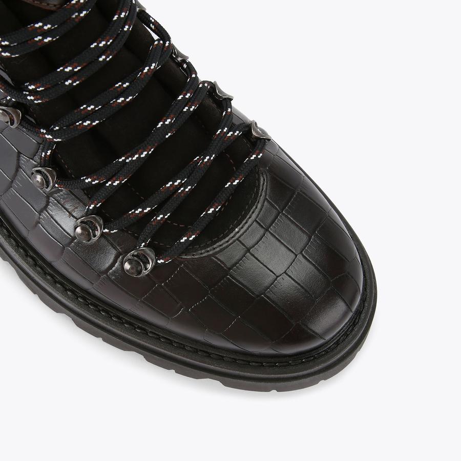 ゴット CONISTON BOOT Brown Leather Croc Embossed Ankle Boot by KURT