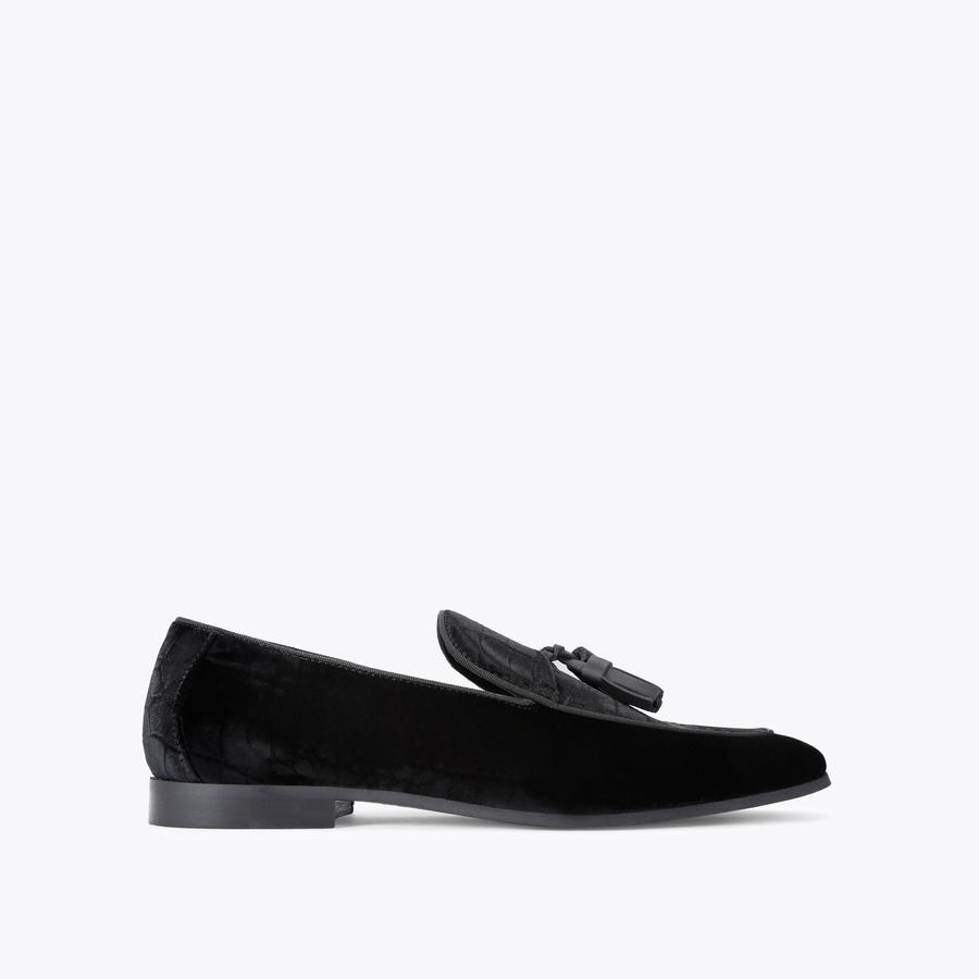 Henry Loafer Black Velvet Dress Shoes | Kurt Geiger