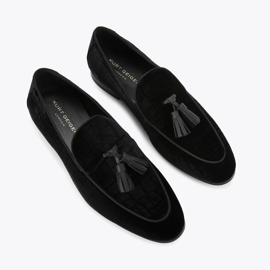 Henry Loafer Black Velvet Dress Shoes | Kurt Geiger display picture 2