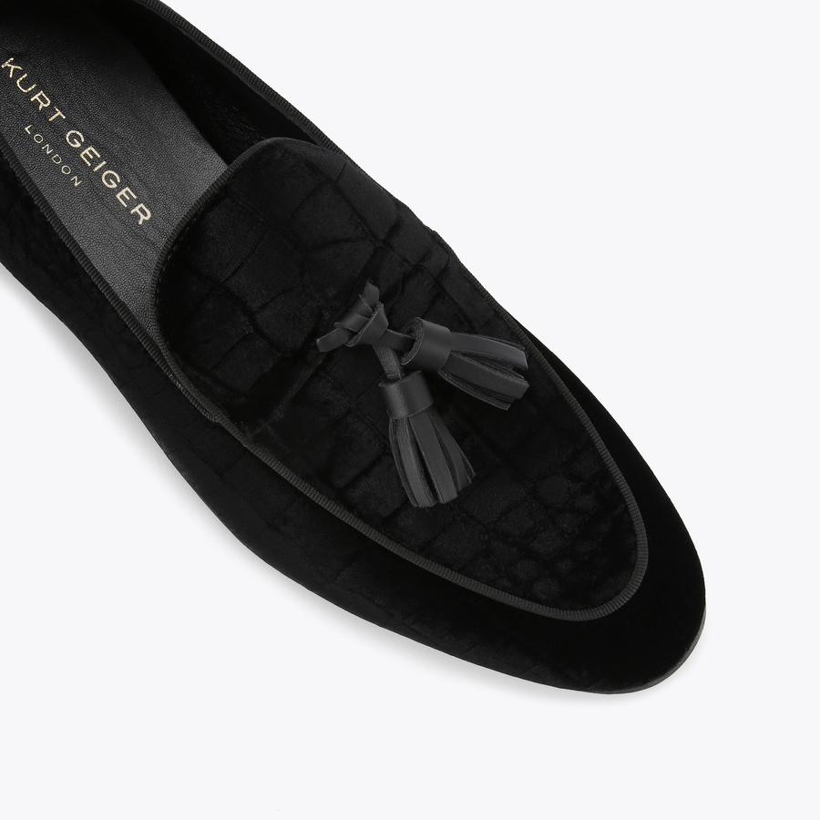 Henry Loafer Black Velvet Dress Shoes | Kurt Geiger
