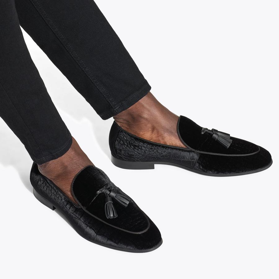 Henry Loafer Black Velvet Dress Shoes | Kurt Geiger display picture 3