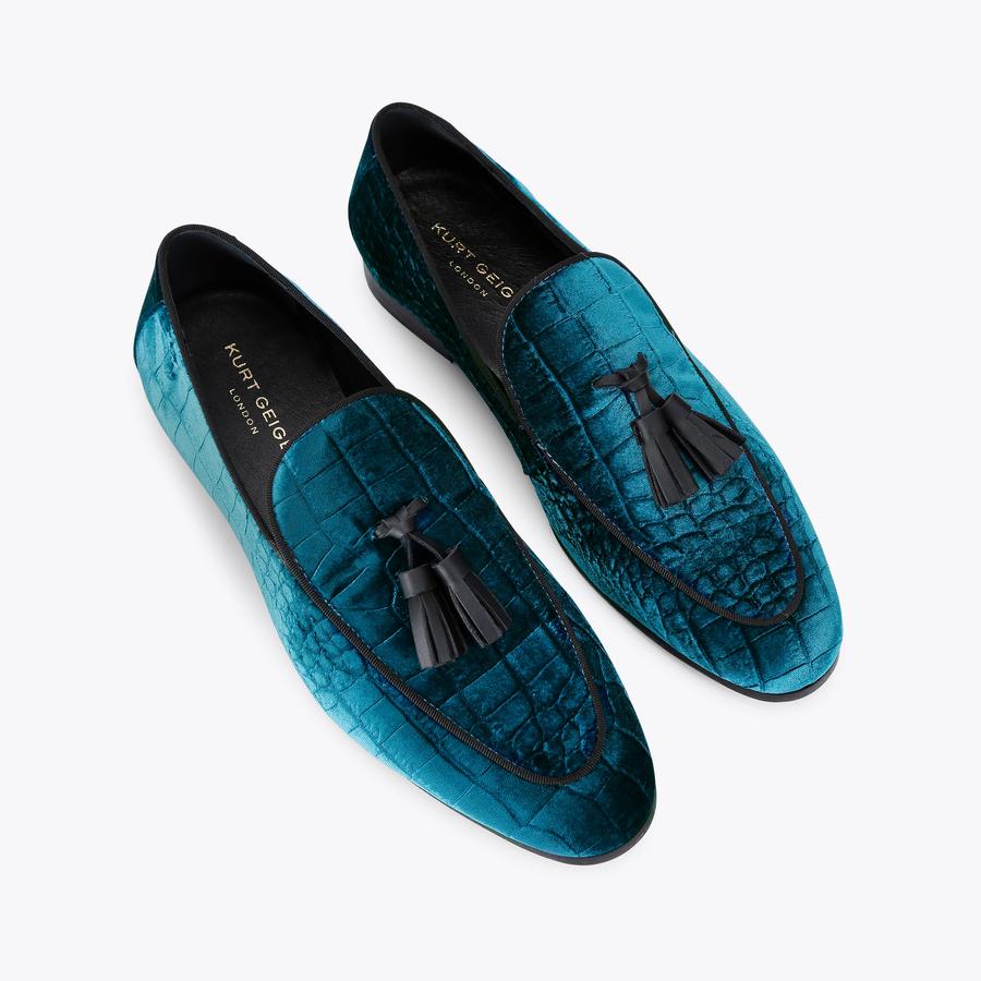 Henry Loafer Teal Velvet Men's Loafers | Kurt Geiger