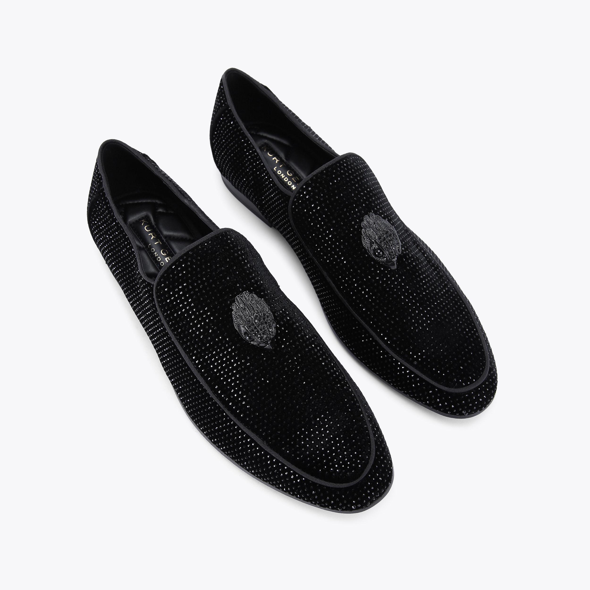 Kurt Geiger London Men\'s Hugh Eagle Sequin Embellished Slip-On Dress Loafers HUGH EAGLE Black Crystal Slip On Loafer by KURT GEIGER LONDON main image 4
