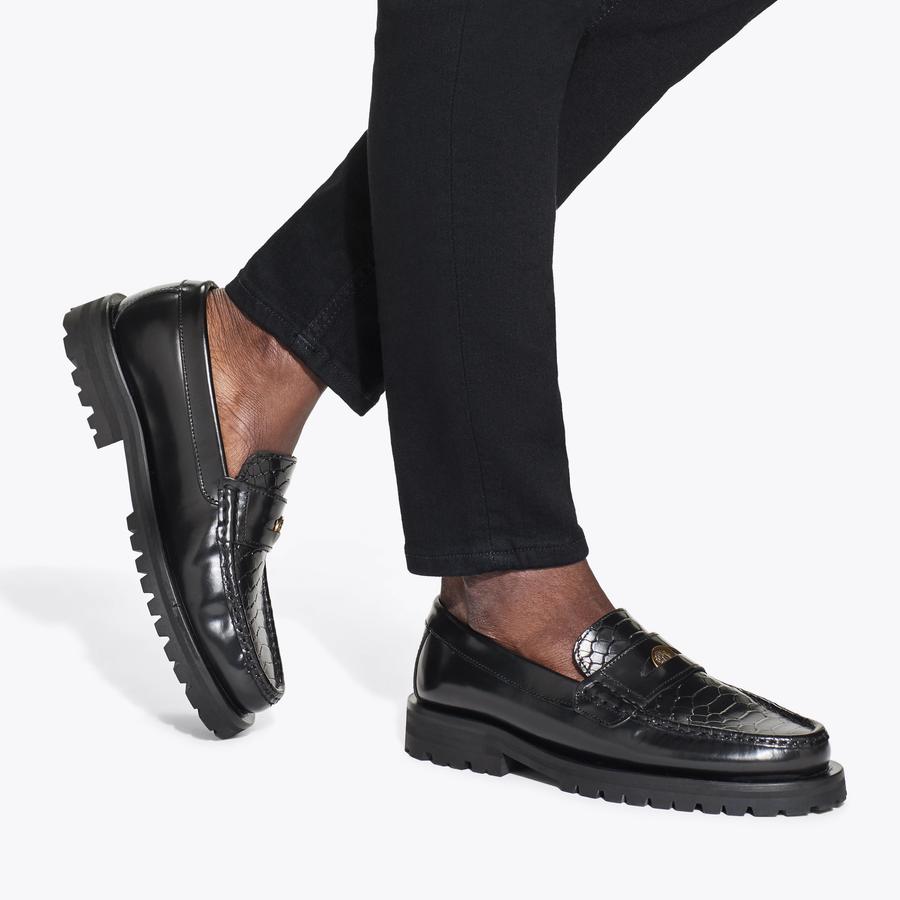 LUIS CLEAT LOAFER Black Snake Loafer by KURT GEIGER LONDON