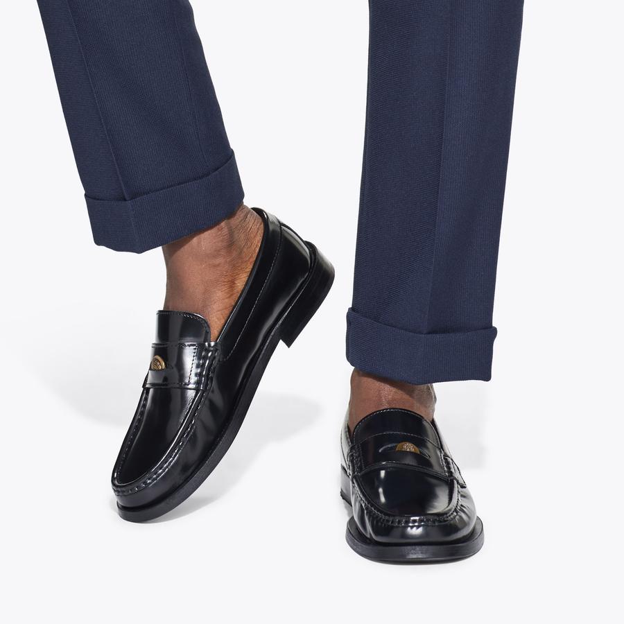 新品TheKenfordFineshoesEMBOSSED LOAFERS LUIS PENNY LOAFER Black Leather Slip On Loafer by KURT