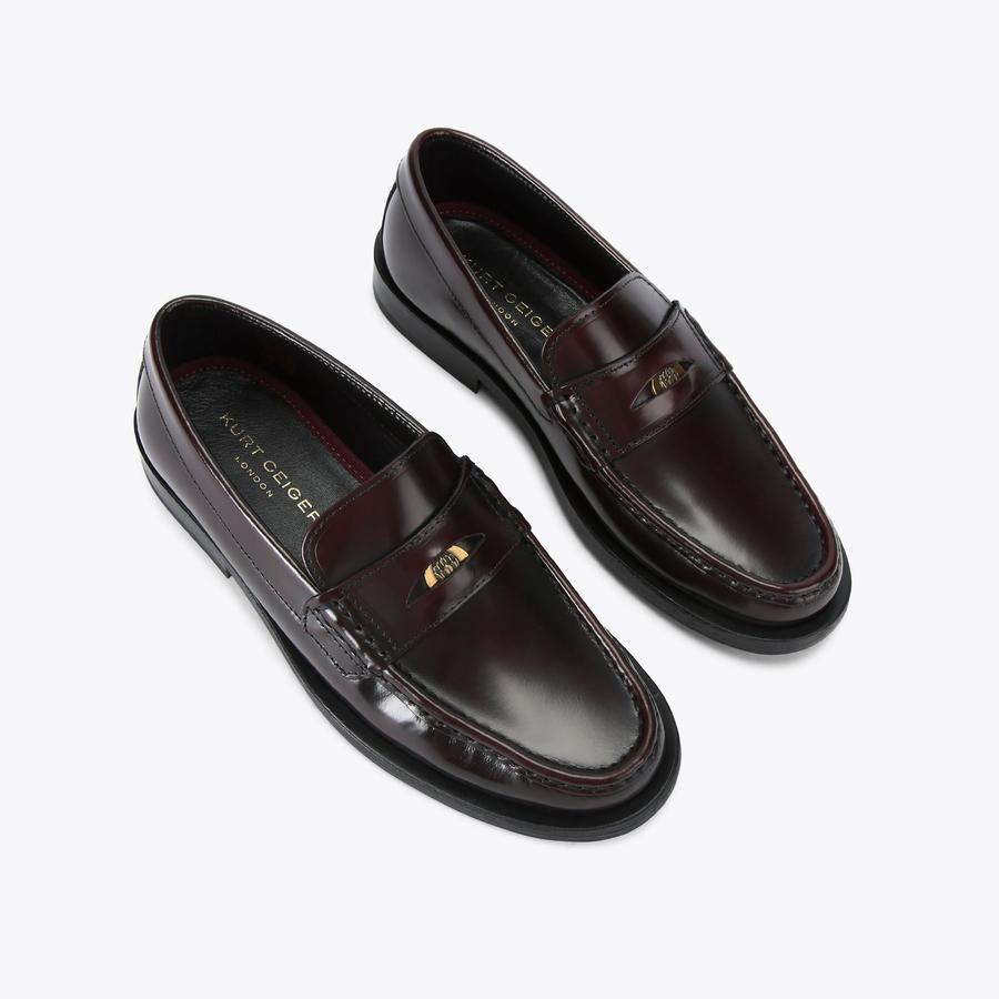Luis Wine Penny Loafers for Men | Leather Loafers | Kurt Geiger display picture 2