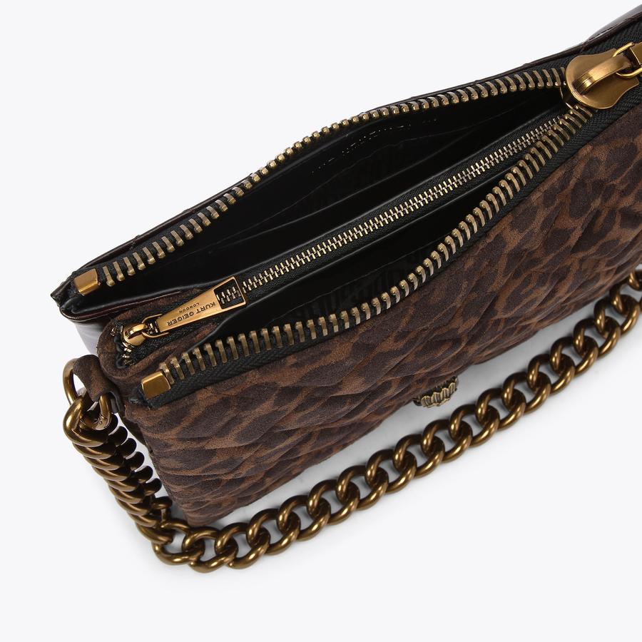 KENSINGTON PUFF 3 POUCH Leopard Print Zip Pouch Bag by KURT GEIGER