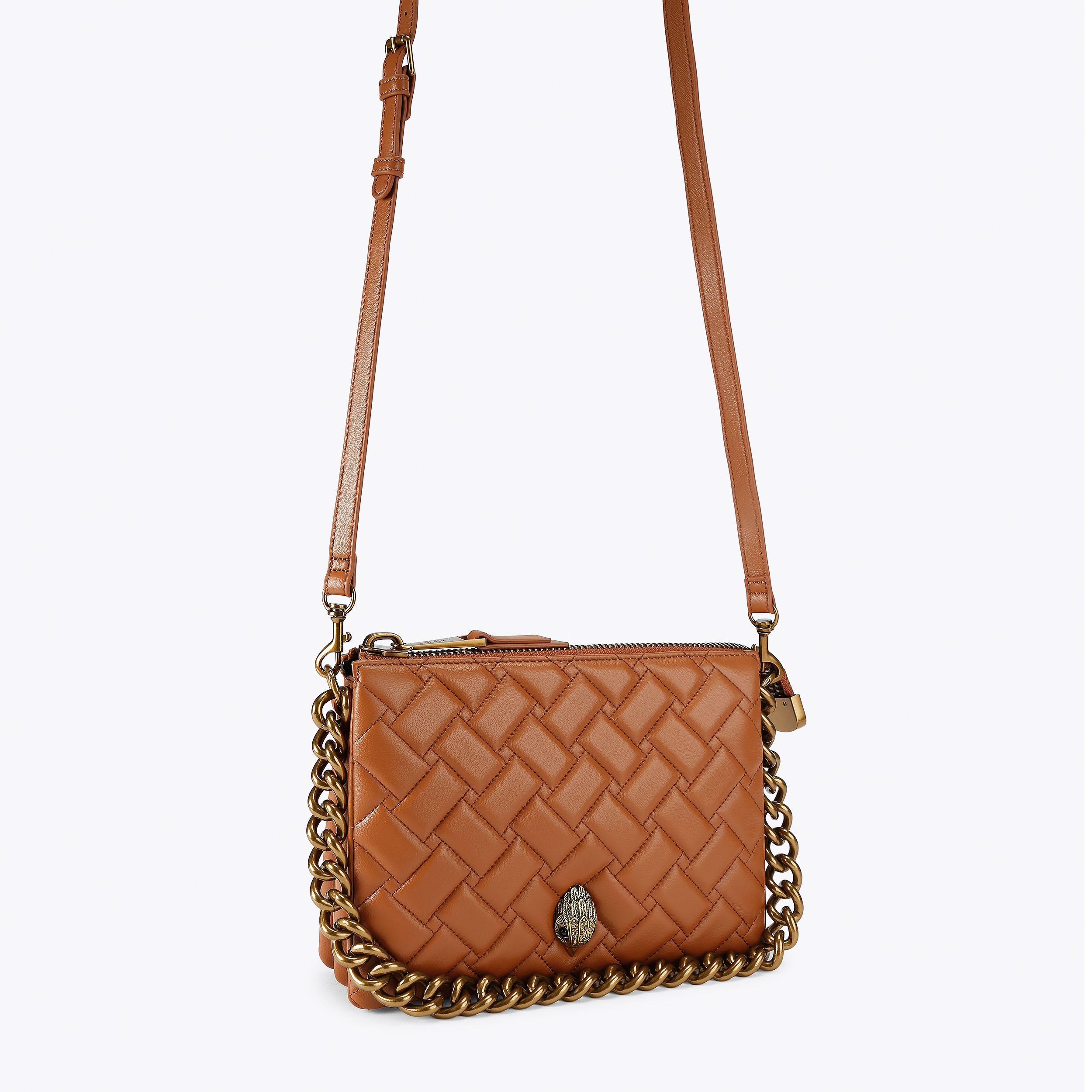 KENSINGTON PUFF 3 POUCH Tan Leather Cross Body Bag by KURT