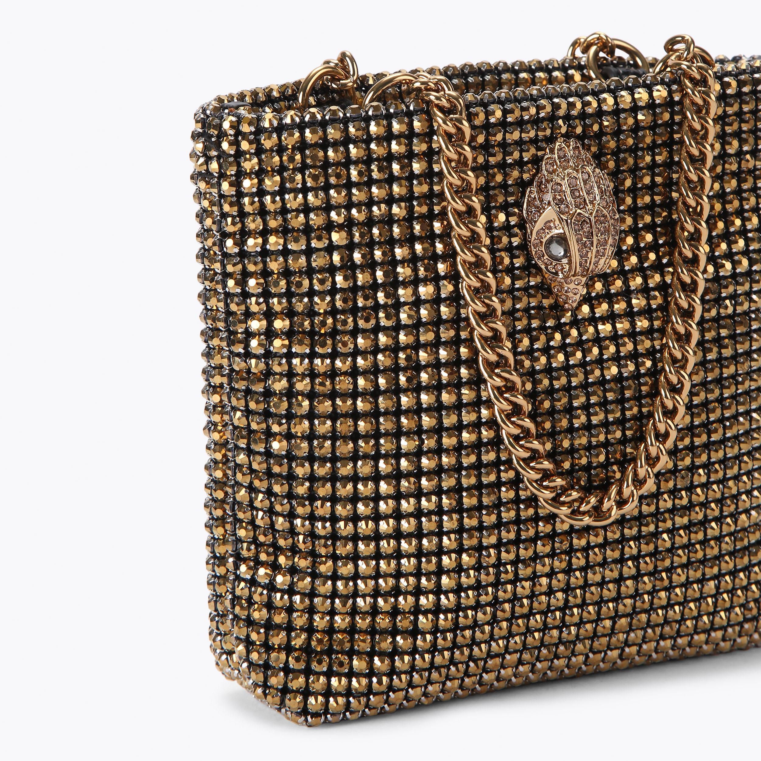 MINI PARTY TOTE Gold Crystal Tote Bag by KURT GEIGER LONDON display picture 1
