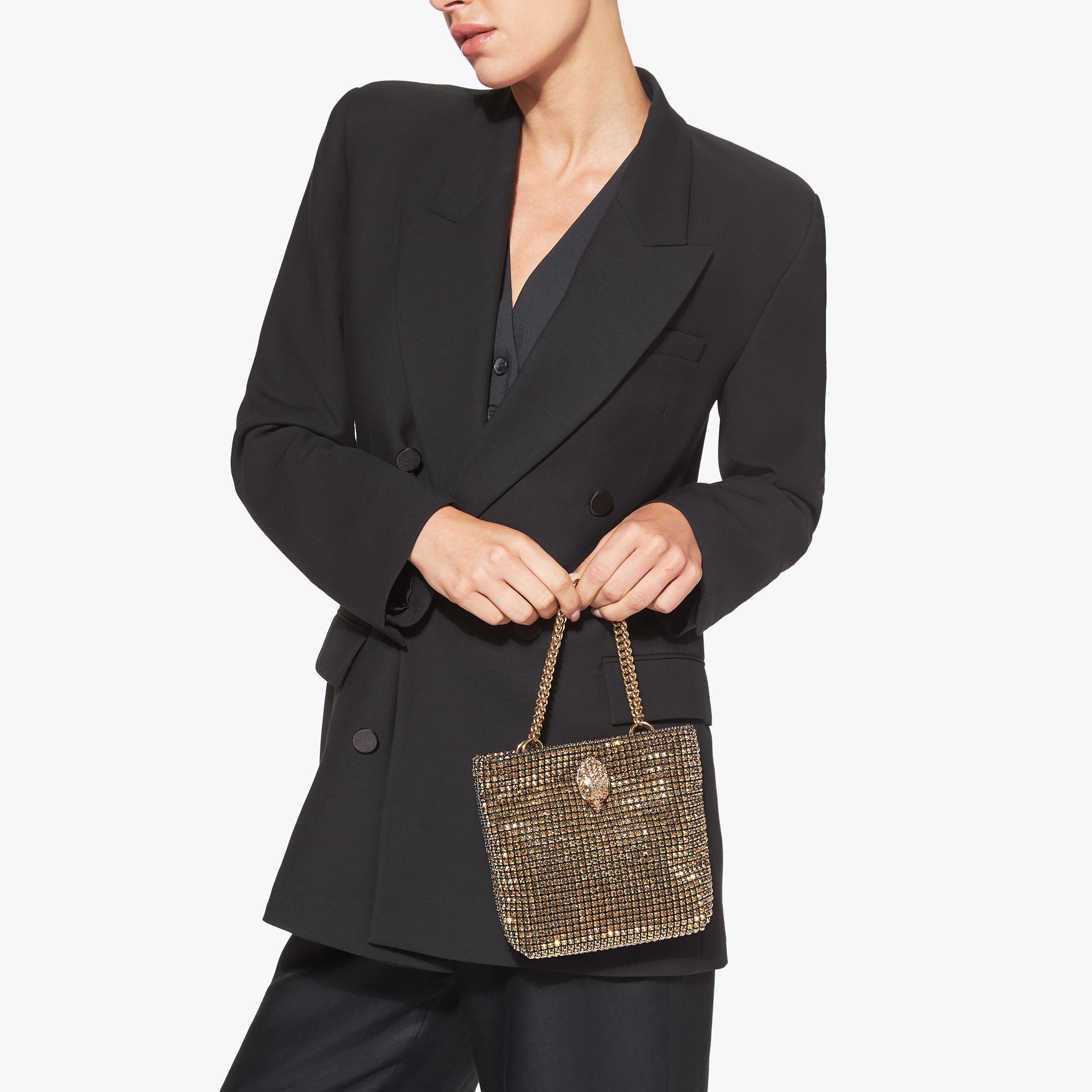 MINI PARTY TOTE Gold Crystal Tote Bag by KURT GEIGER LONDON