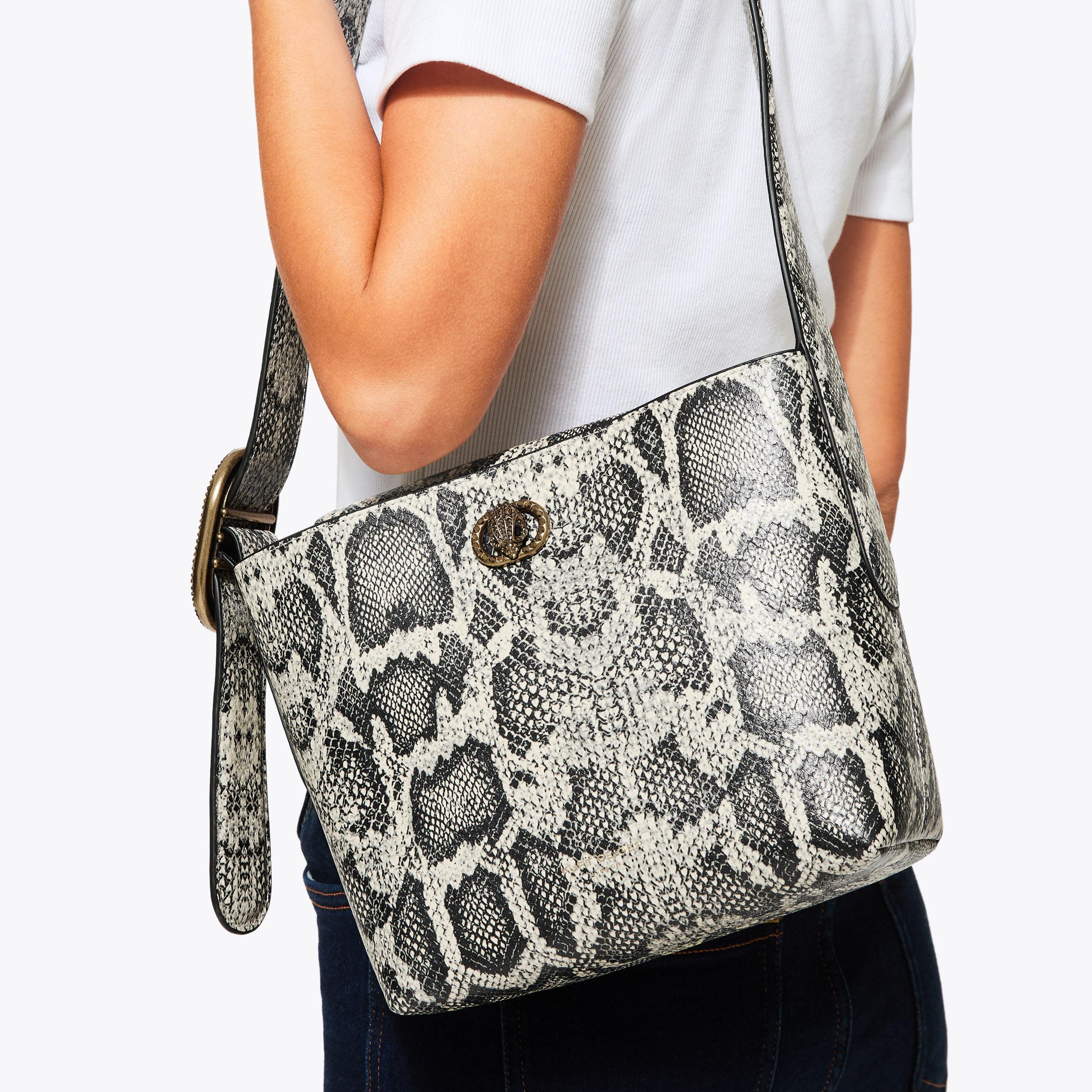SM CHELSEA BUCKET BAG Snake Print Bucket Bag by KURT GEIGER
