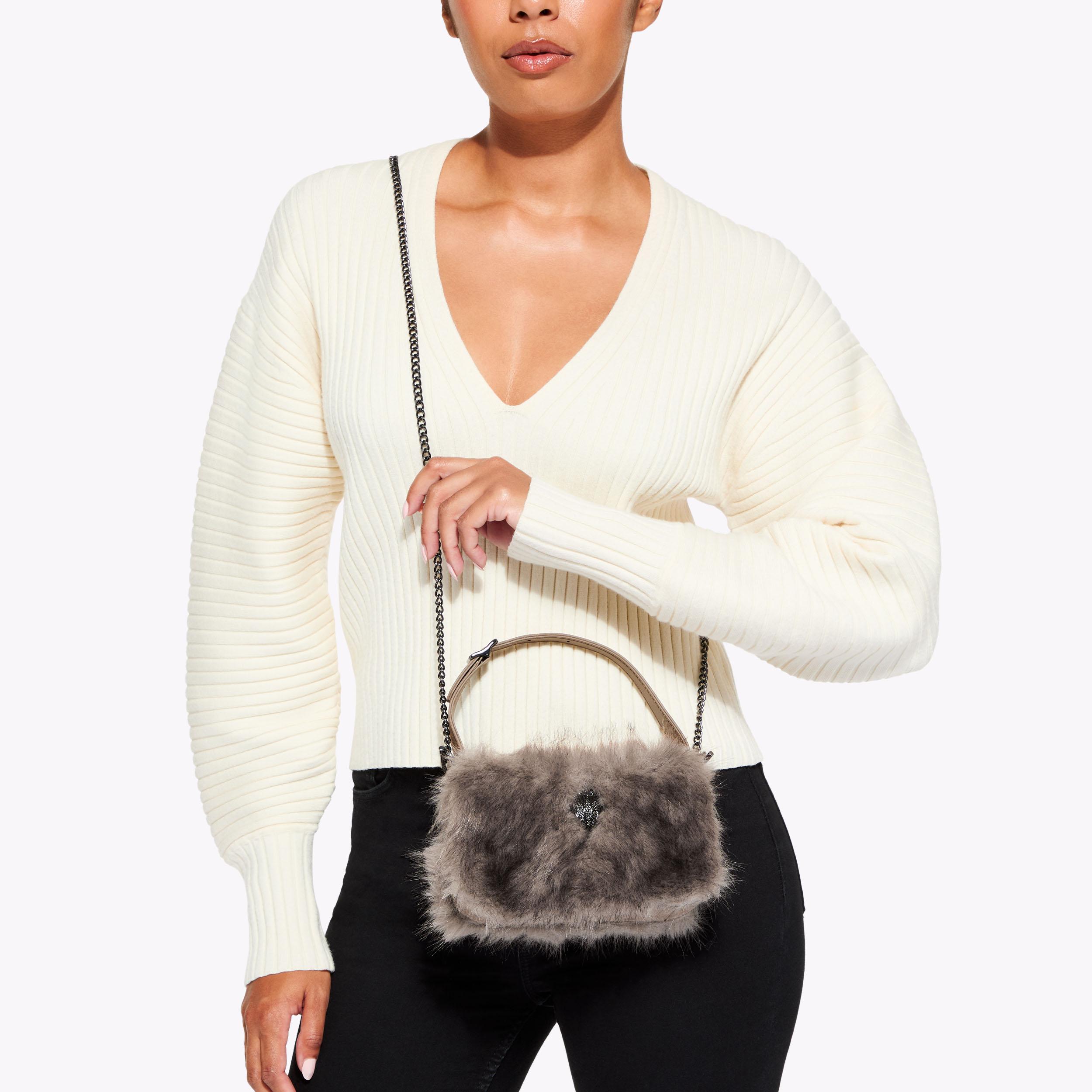 MINI BOND SHOULDER BAG Faux Fur Shoulder Purse by KURT GEIGER LONDON