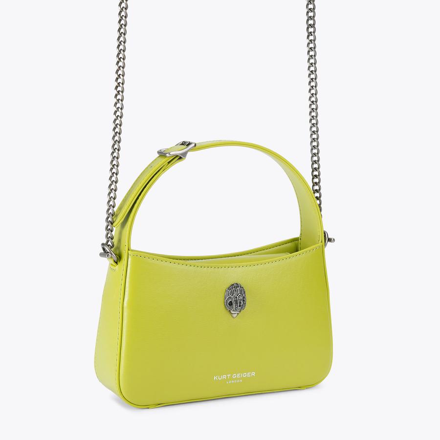 MINI shoulder bag／silver × neon yellow MINI BOND SHOULDER BAG Lime Green Shoulder Purse by KURT GEIGER LONDON