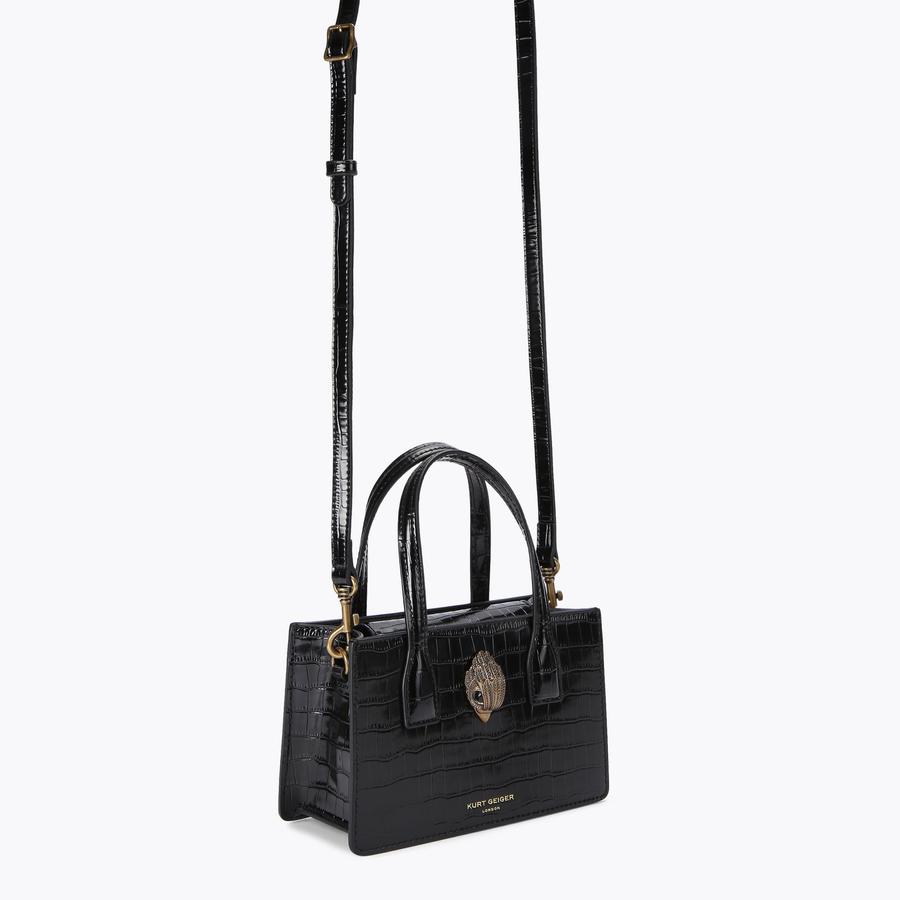 MINI BOND TOTE Mini Black Croc Tote Bag by KURT GEIGER LONDON