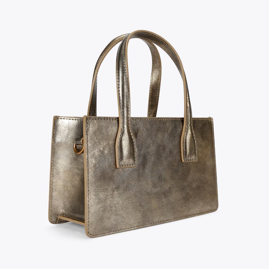 MINI BOND TOTE Metallic Bronze Top Handle Tote Bag by KURT GEIGER