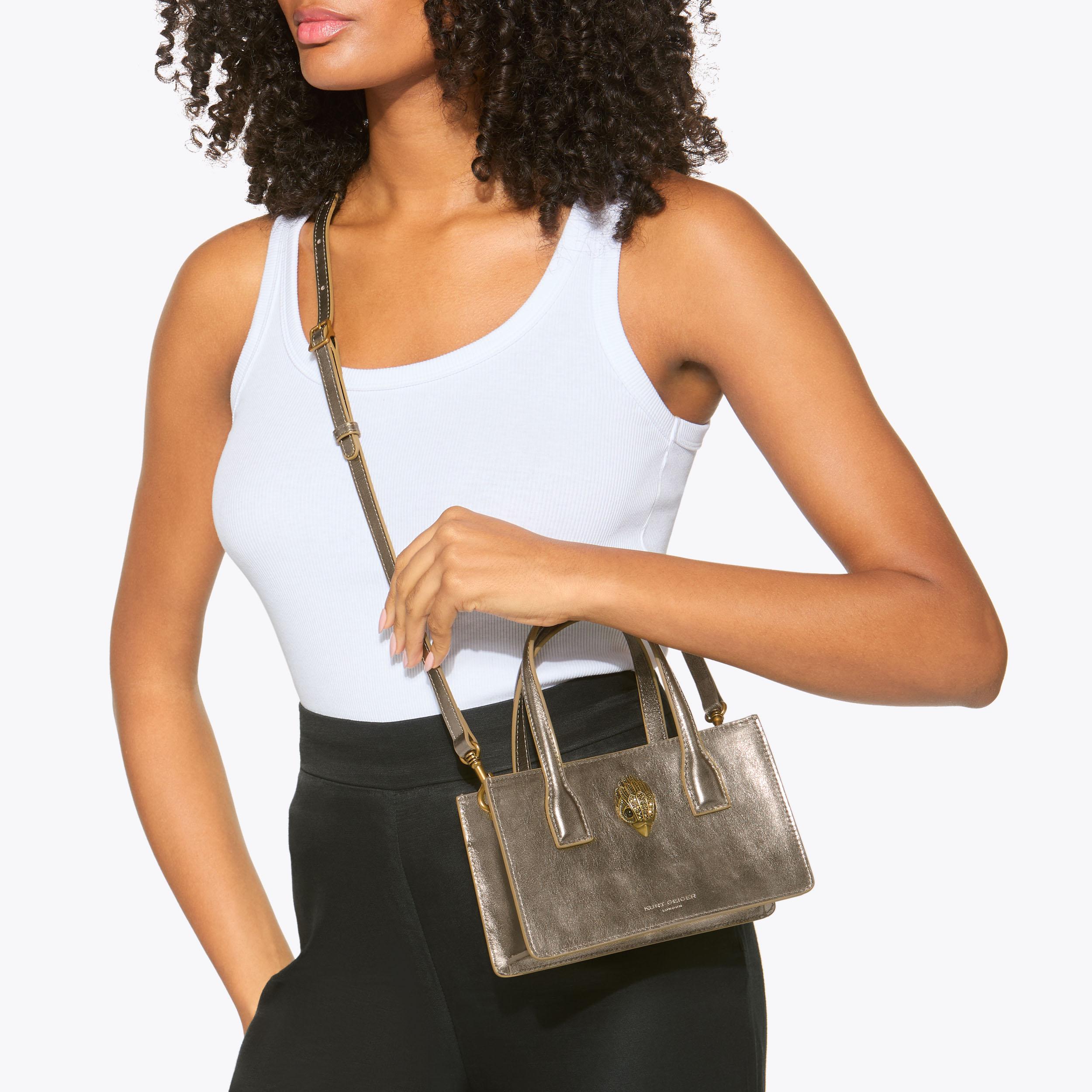 MINI BOND TOTE Metallic Bronze Top Handle Tote Bag by KURT GEIGER