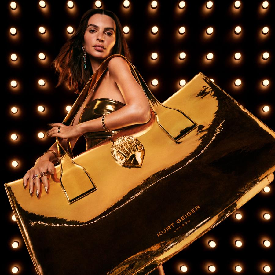 MINI BOND TOTE Metallic Gold Tote Purse by KURT GEIGER LONDON