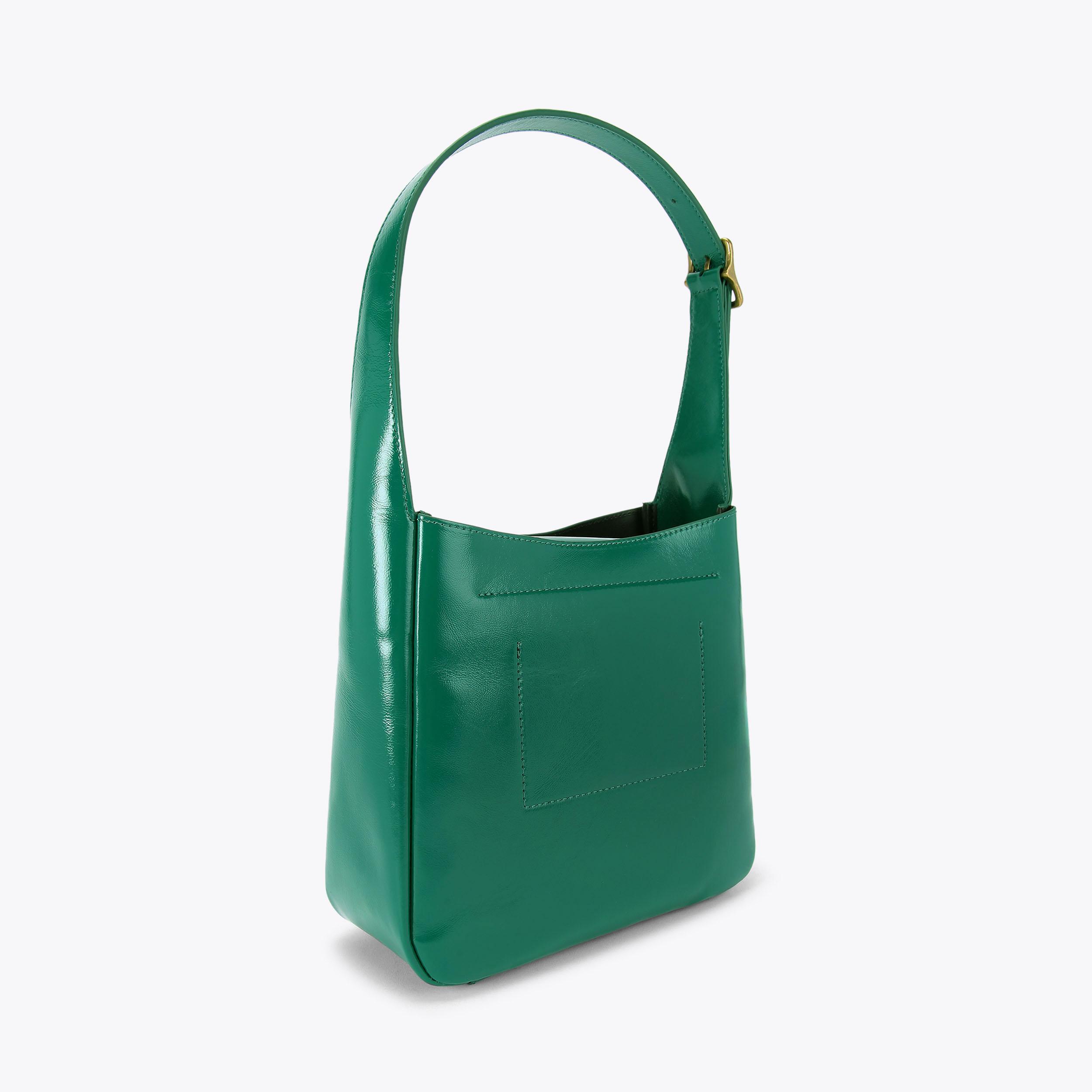 Green shops shoulder leather hobo bag