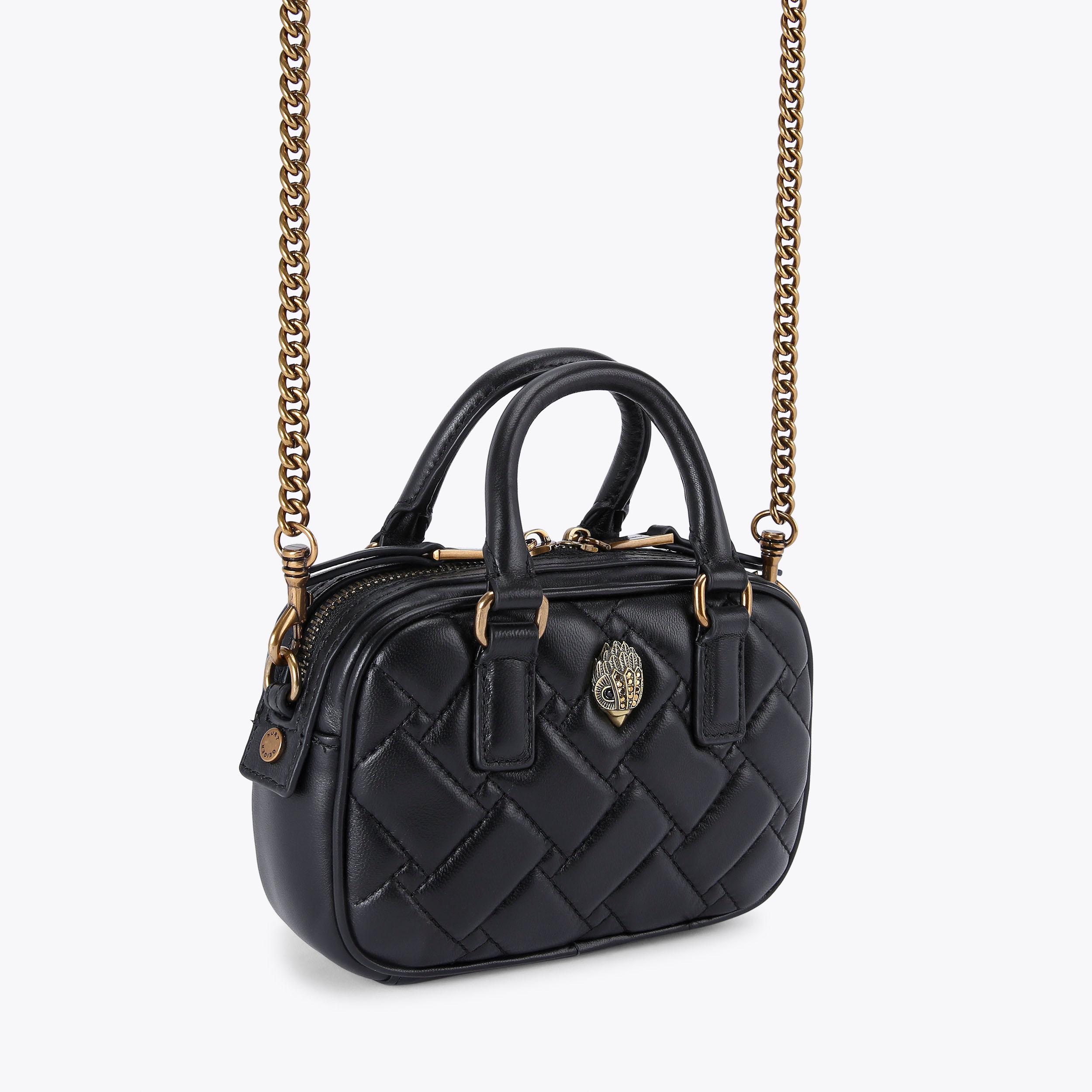XS KENSINGTON DUFFLE BAG Black Leather Cross Body Bag by KURT