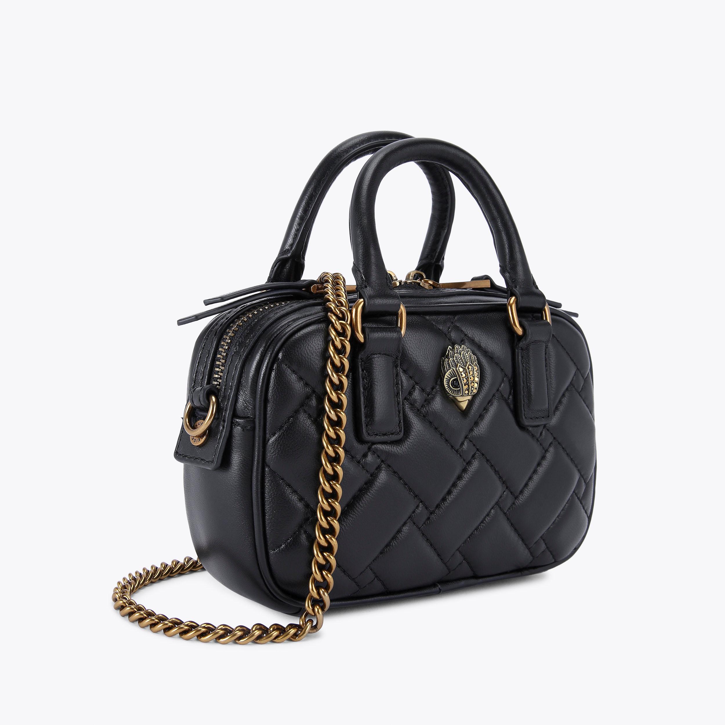 XS KENSINGTON DUFFLE BAG Black Leather Cross Body Bag by KURT