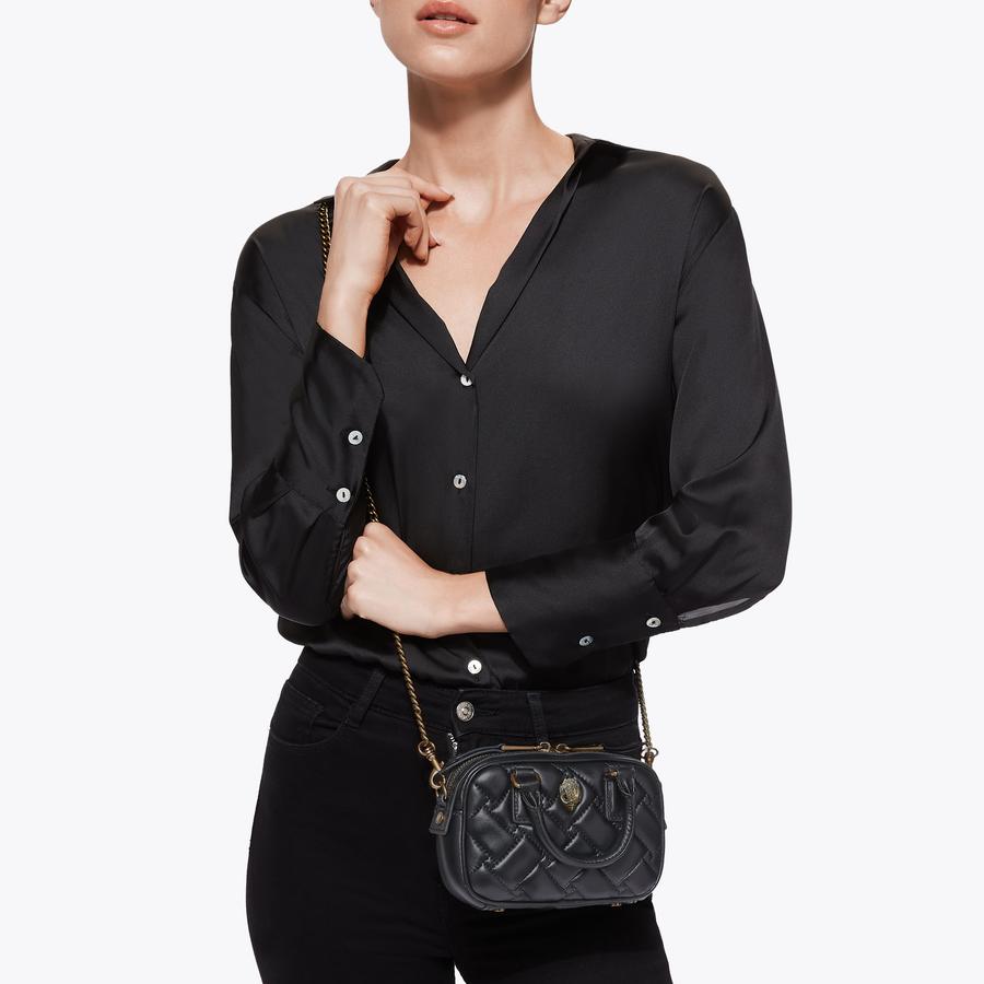 XS KENSINGTON DUFFLE BAG Black Leather Cross Body Bag by KURT
