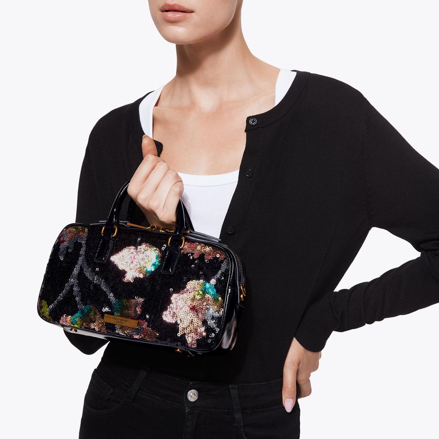 SM KENSINGTON DUFFLE BAG Black Sequin Cross Body Purse by KURT