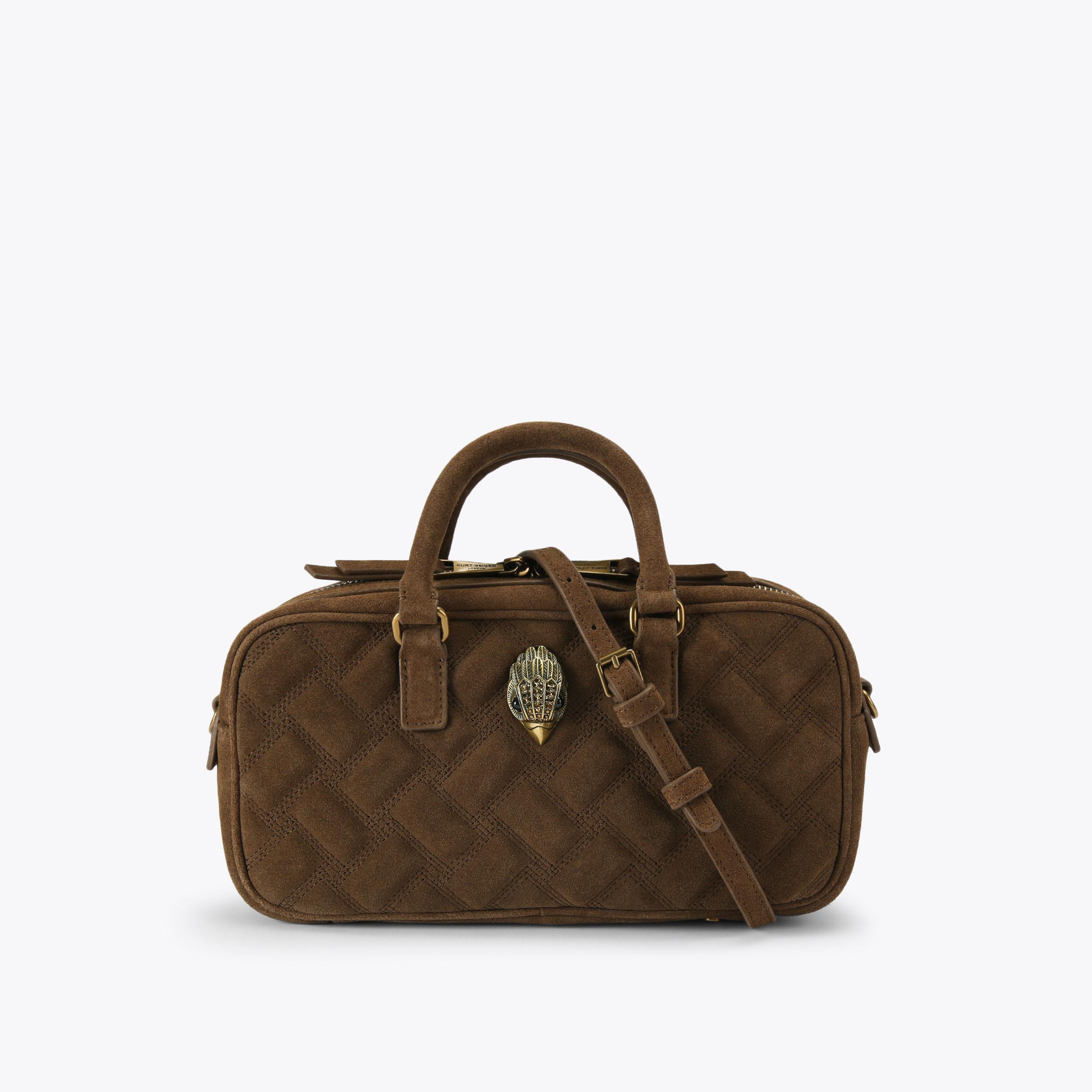 SM KENSINGTON DUFFLE BAG Brown Suede Duffle Bag by Kurt Geiger London