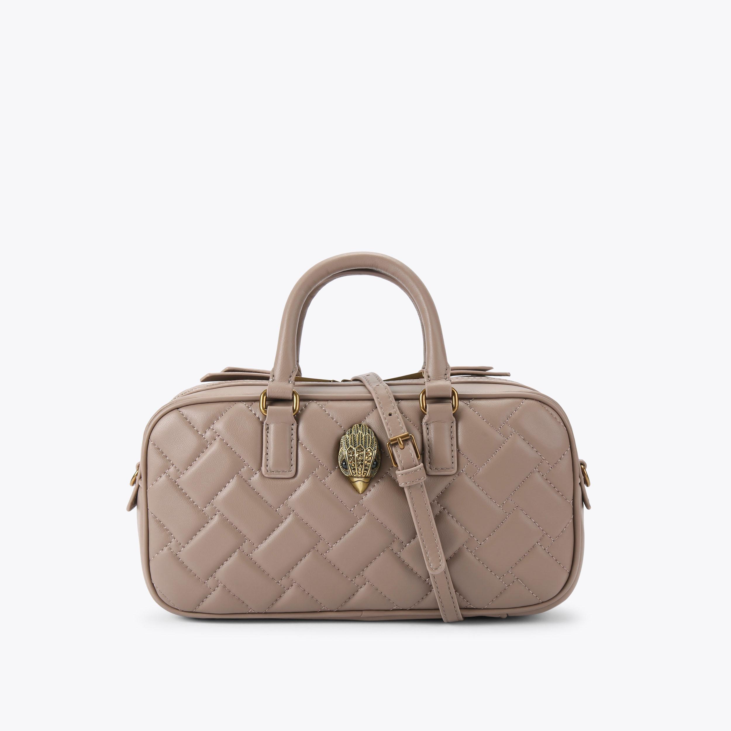 SM KENSINGTON DUFFLE BAG Taupe Leather Duffle Bag by KURT GEIGER