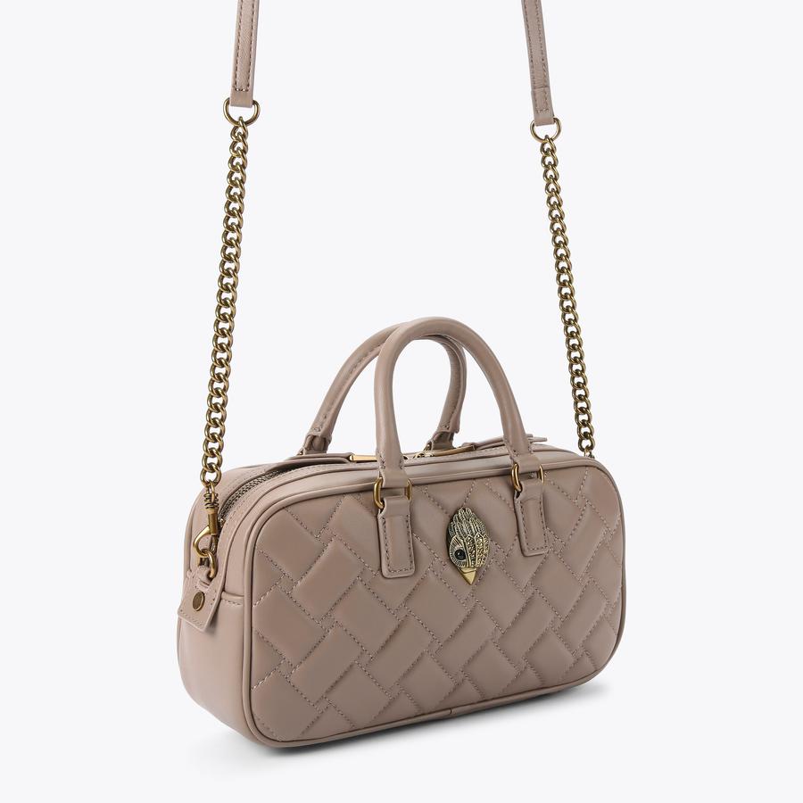 SM KENSINGTON DUFFLE BAG Taupe Leather Duffle Bag by KURT GEIGER