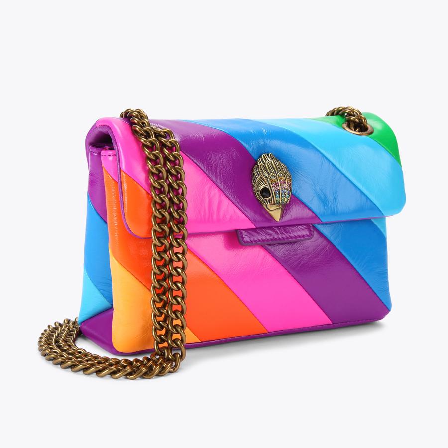 LEATHER MINI KENSINGTON L Neon Striped Cross Body Purse by KURT GEIGER LONDON