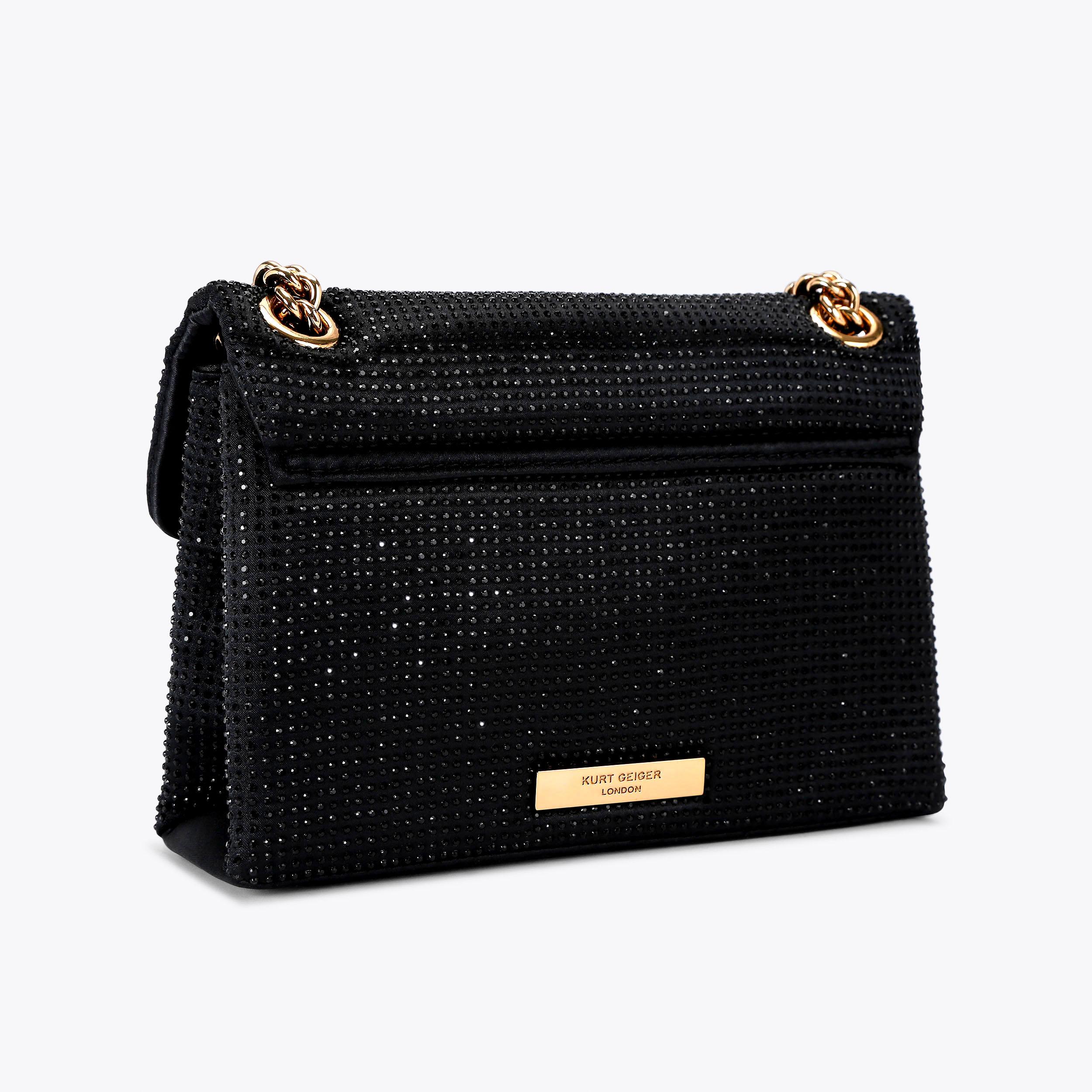 FABRIC MINI KENSINGTON Black Crystal Cross Body Bag by KURT
