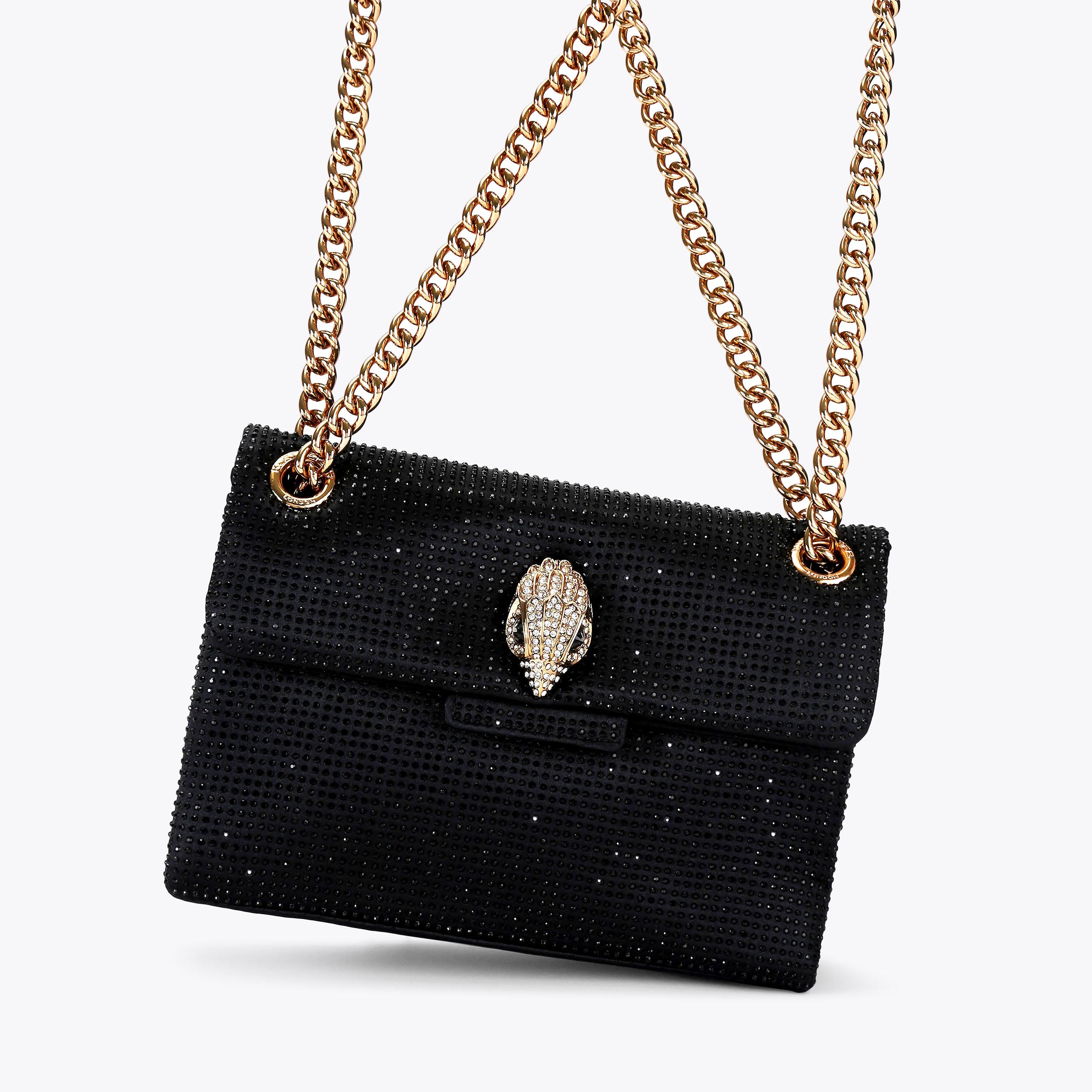 FABRIC MINI KENSINGTON Black Crystal Cross Body Bag by KURT