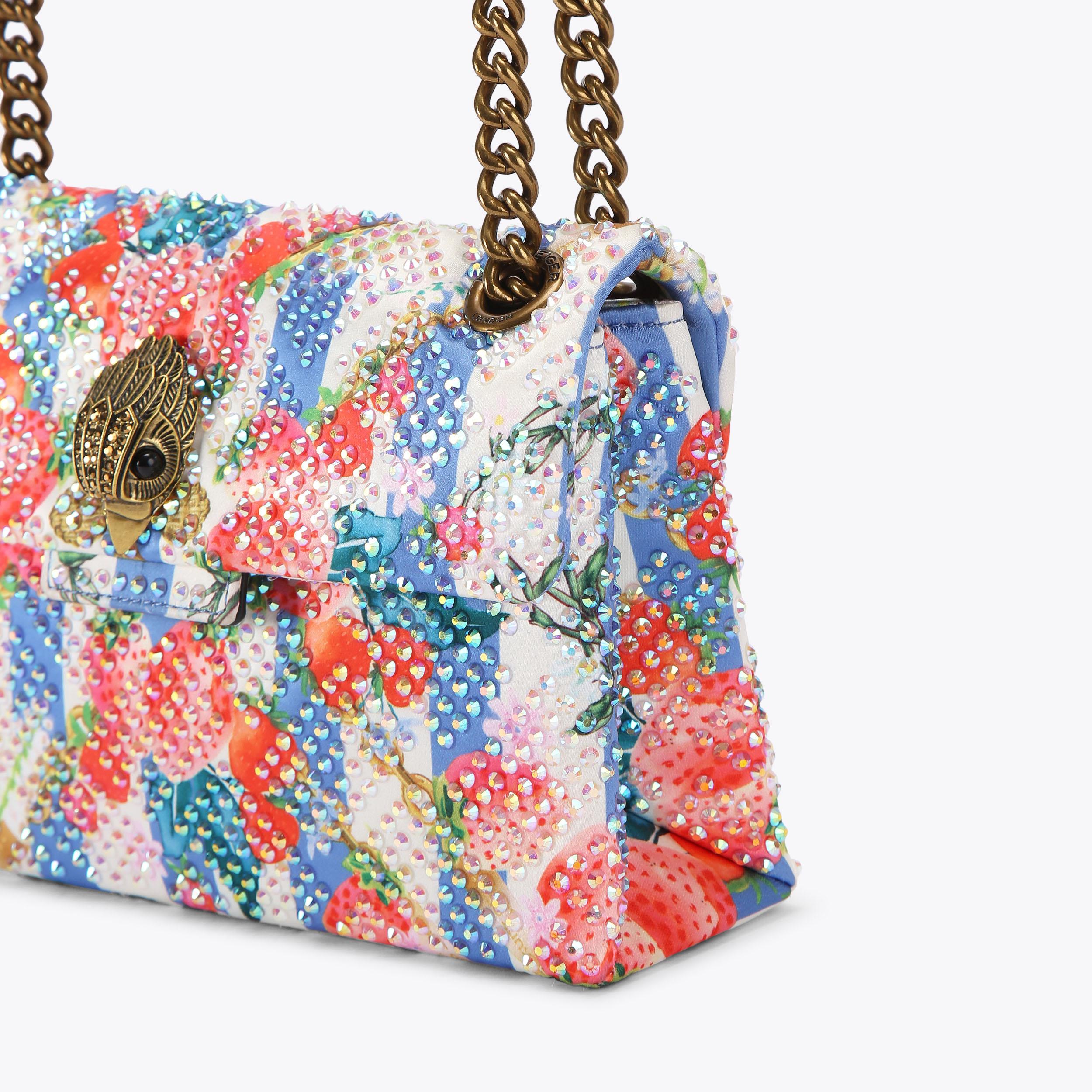 小物 lingernine501 FABRIC MINI KENSINGTON Strawberry Blue Stripe Mini Purse by KURT